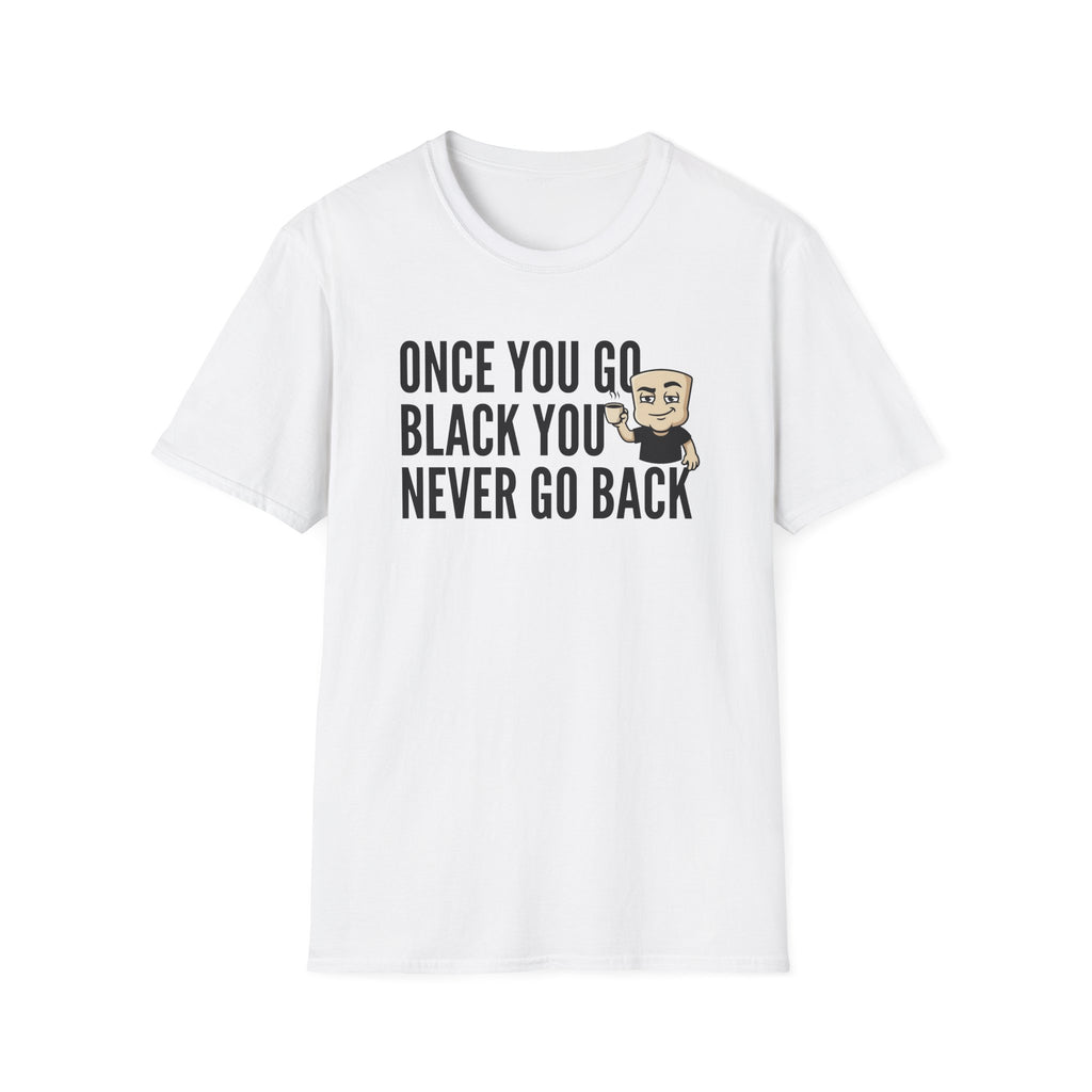 White T-shirt with coffee mug slogan print