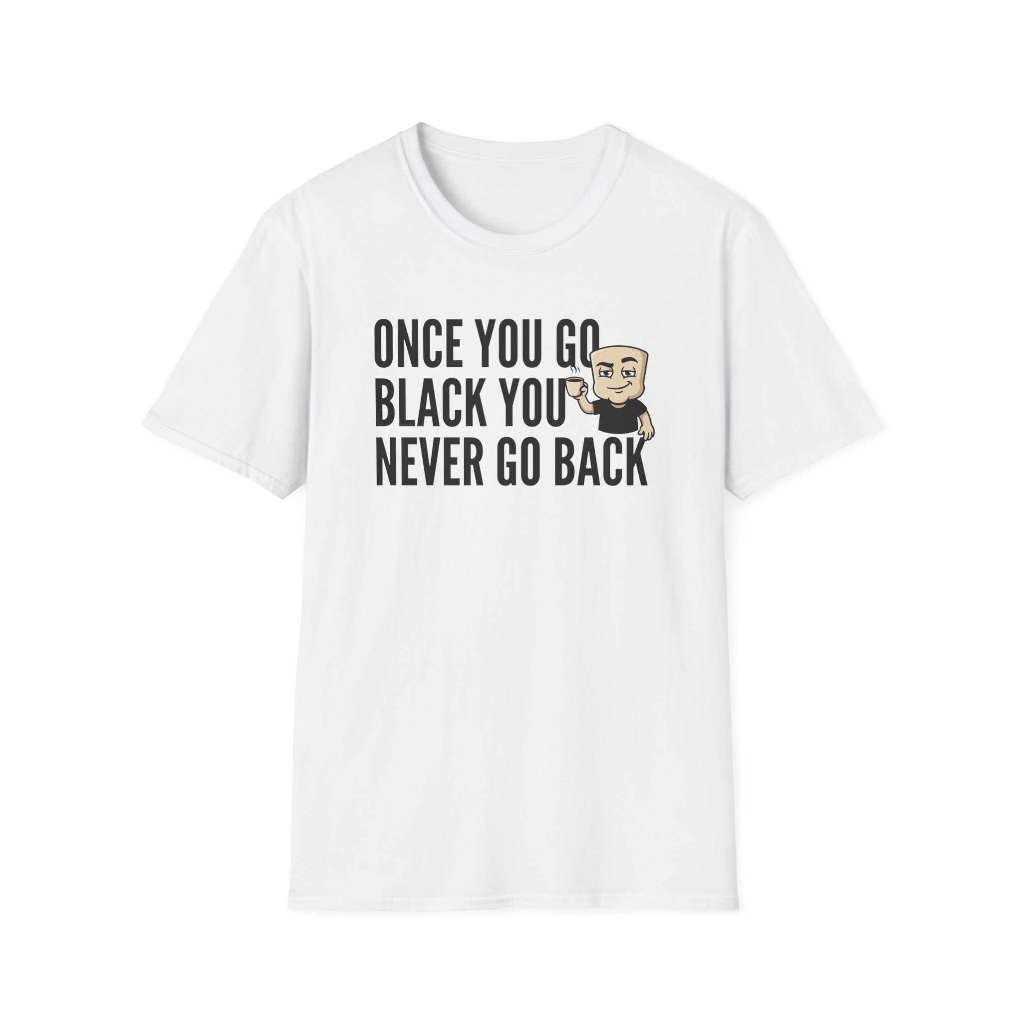 White T-shirt with coffee mug slogan print
