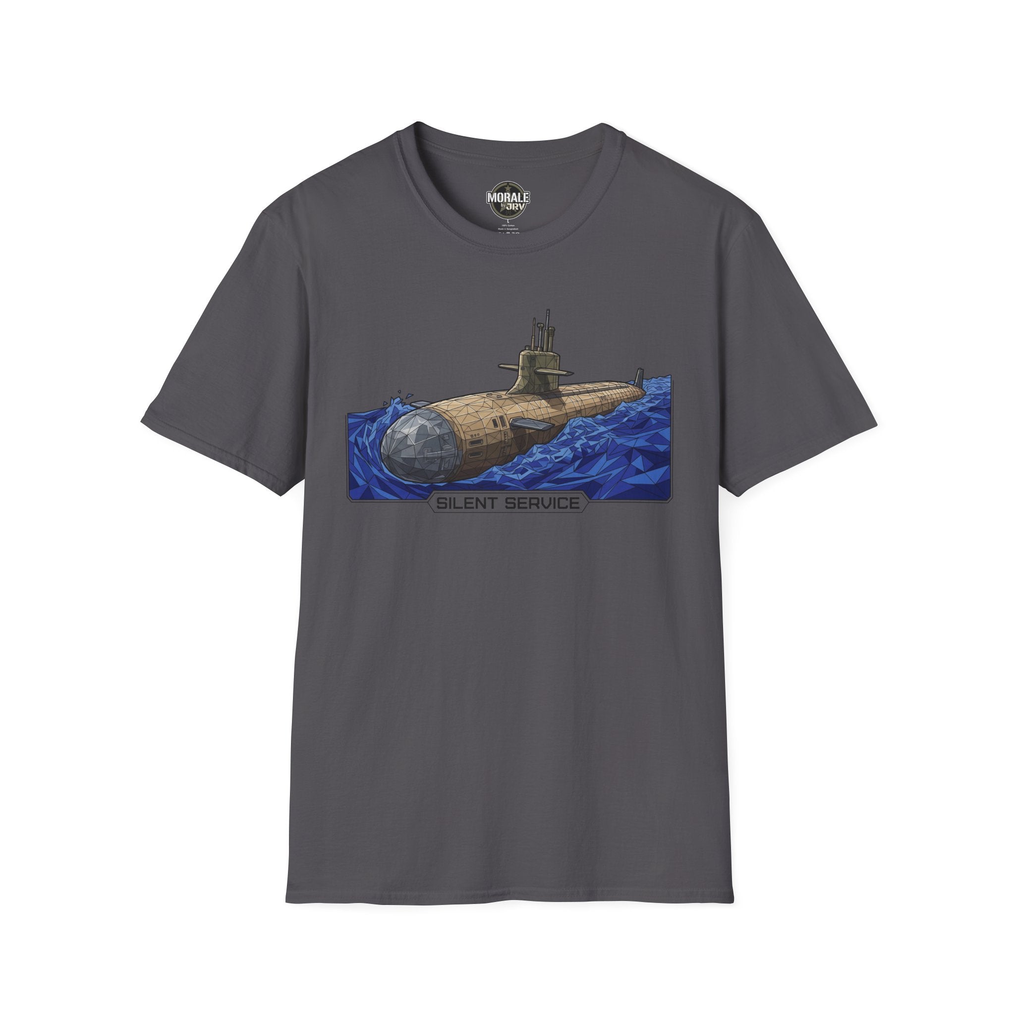 Silent Service T‑shirt in heather dark gray with submarine graphic and “SILENT SERVICE”