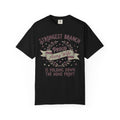 Army wife slogan T-shirt in black with Strongest Branch graphic