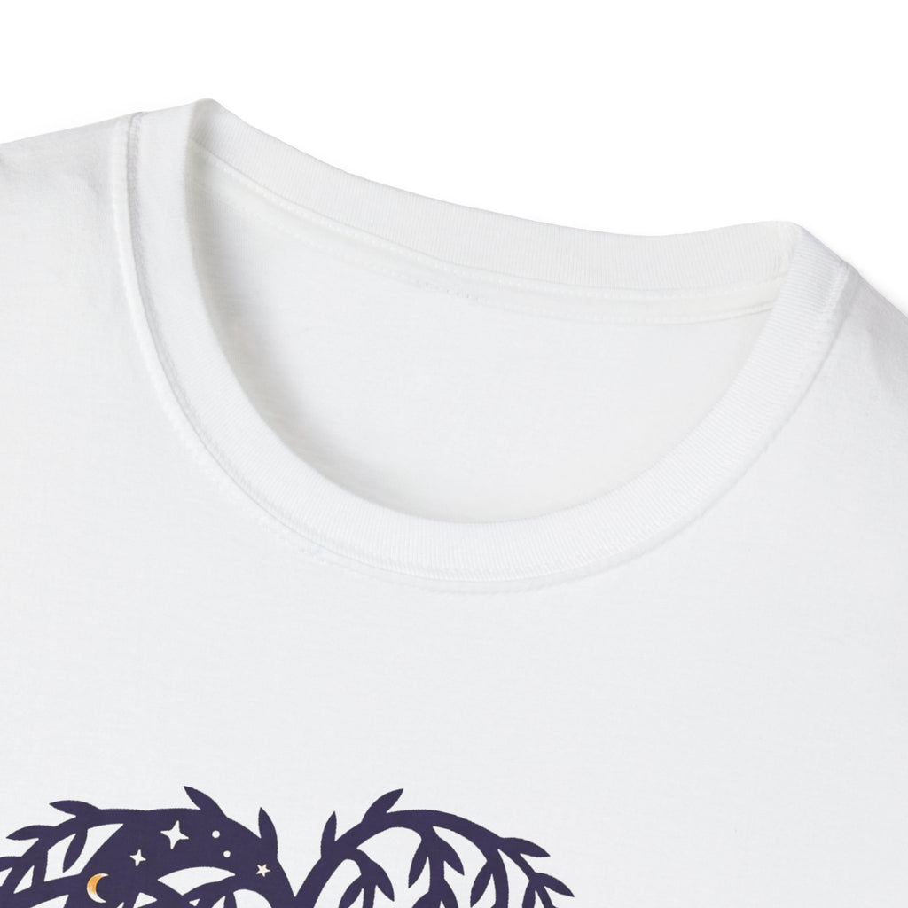 Cuello de camiseta blanca Willow Tree Night Owls con parte superior de la gráfica