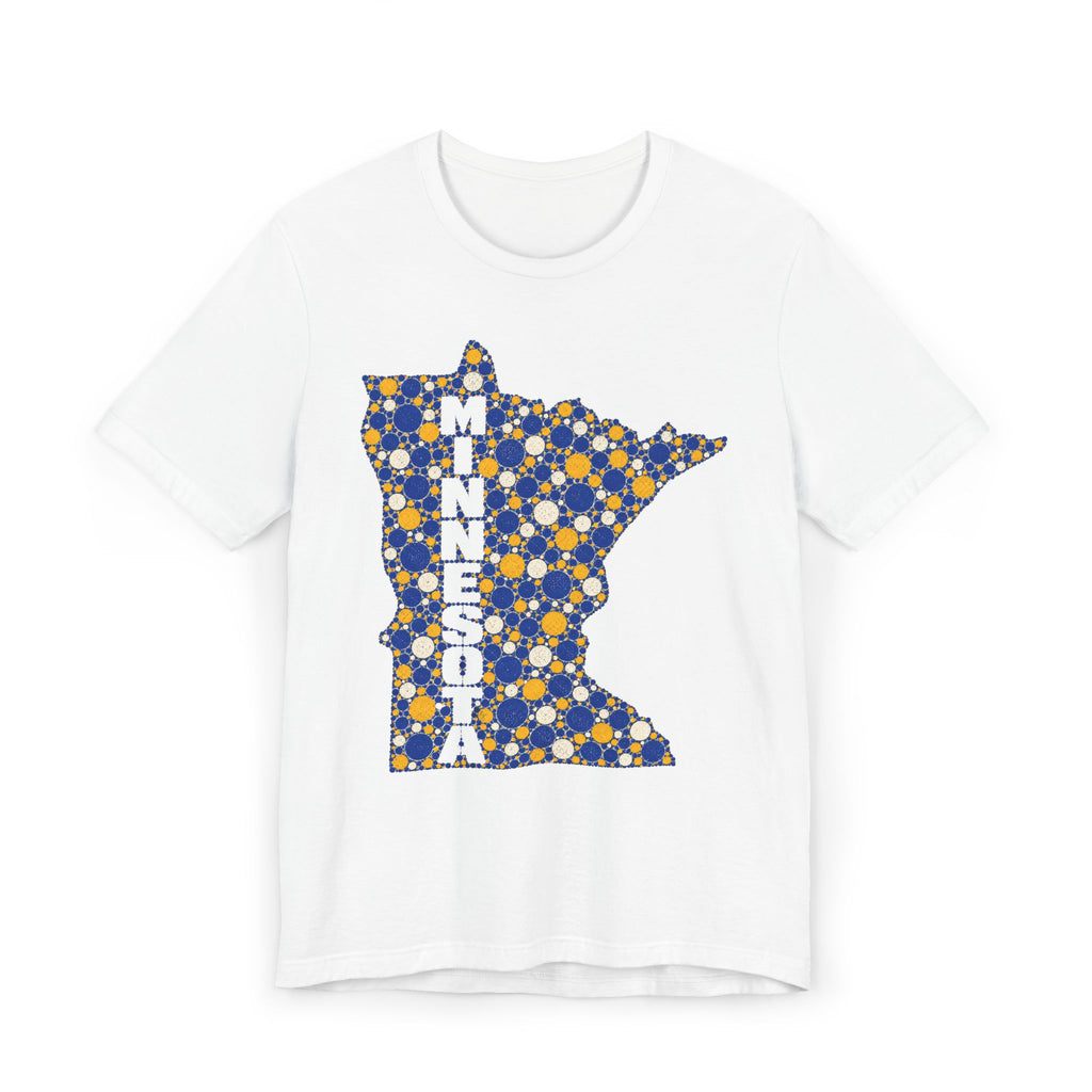Minnesota State Floral Pattern T-Shirt | Blue and Gold Minnesota Map Graphic Tee