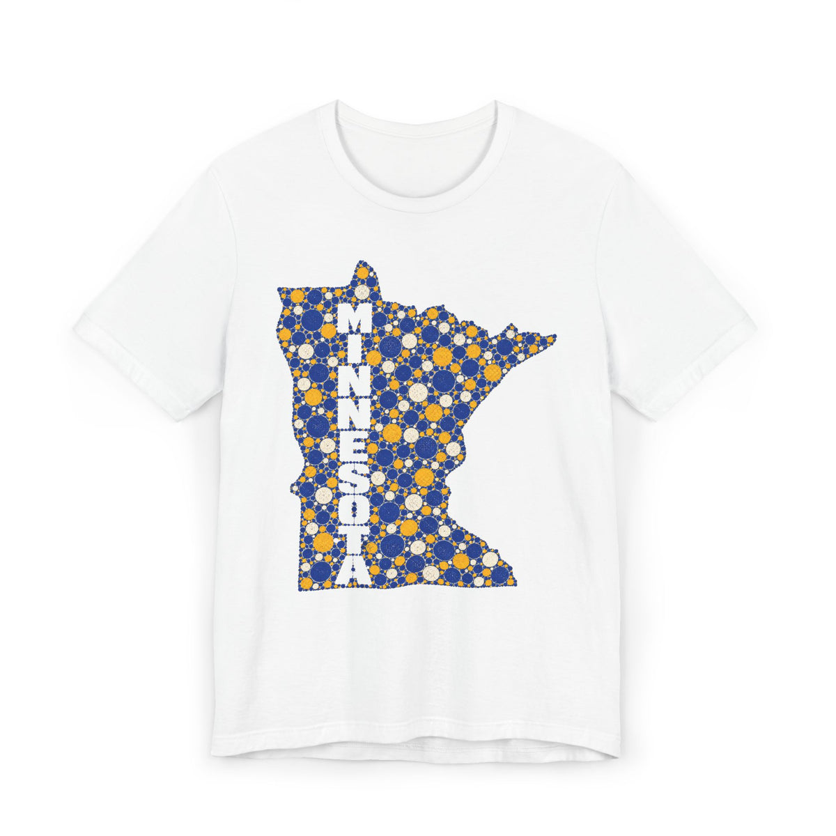 Minnesota State Floral Pattern T-Shirt | Blue and Gold Minnesota Map Graphic Tee