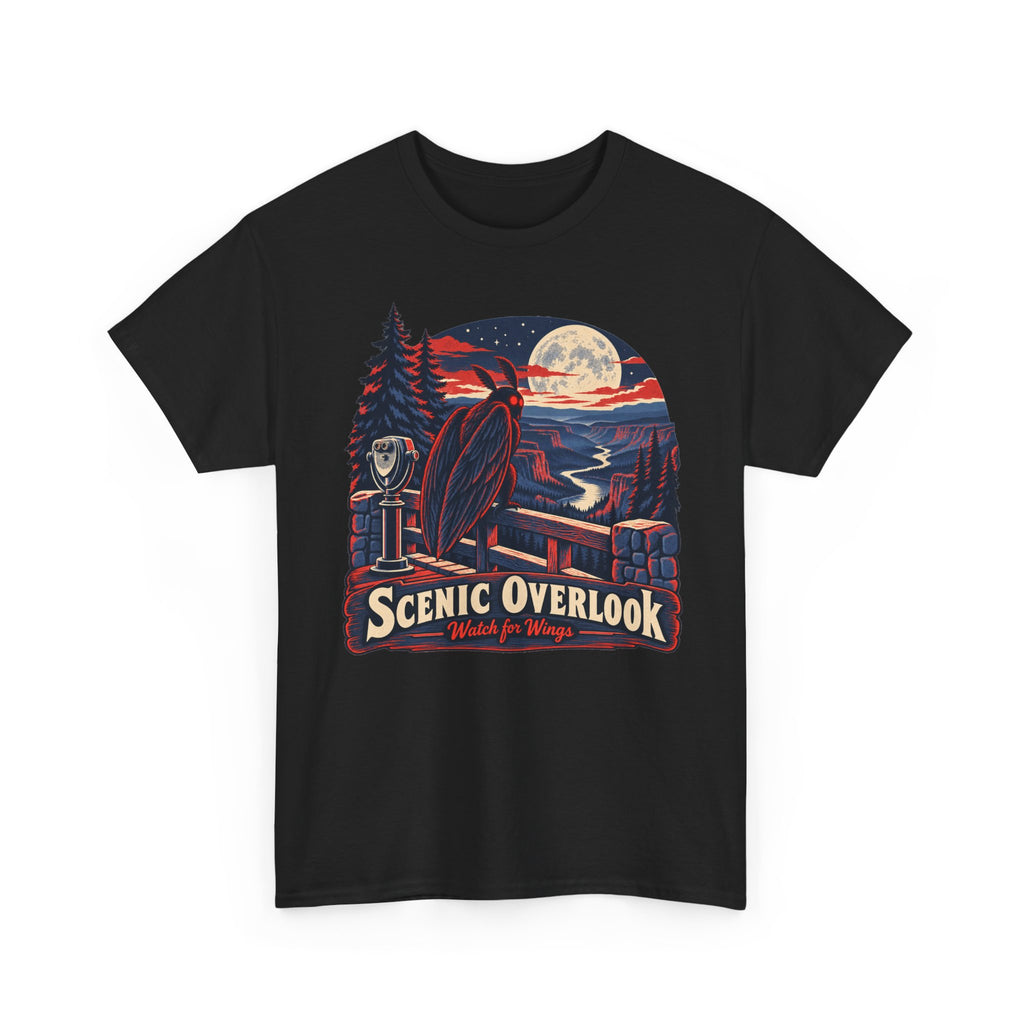 Scenic Overlook Raven T-Shirt, Moonlit Mountain Valley Road Trip Shirt for Men and Women, Vintage Hiking Graphic Tee