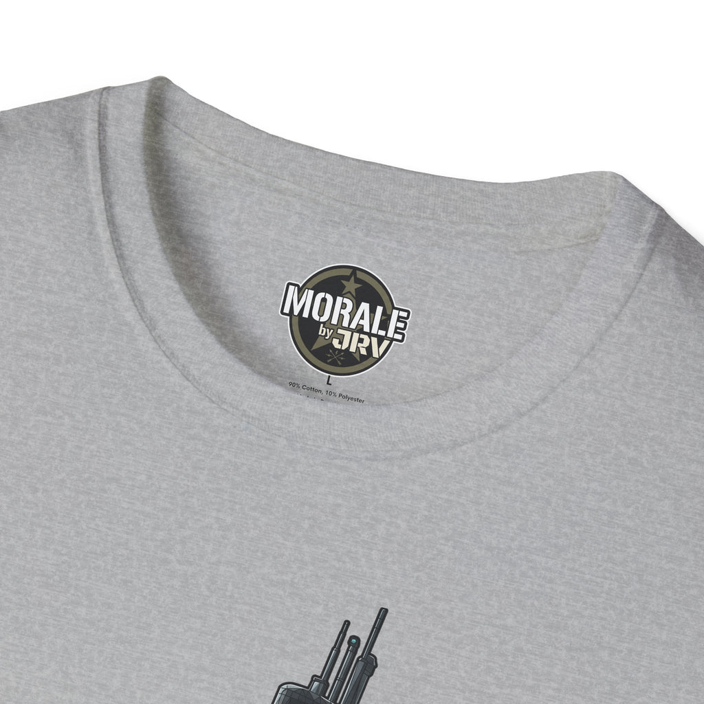 Silent Service T-shirt, heather gray: neckline logo patch and submarine graphic top