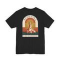 Nebraska art deco T-shirt, black with Cornhusker sunrise graphic