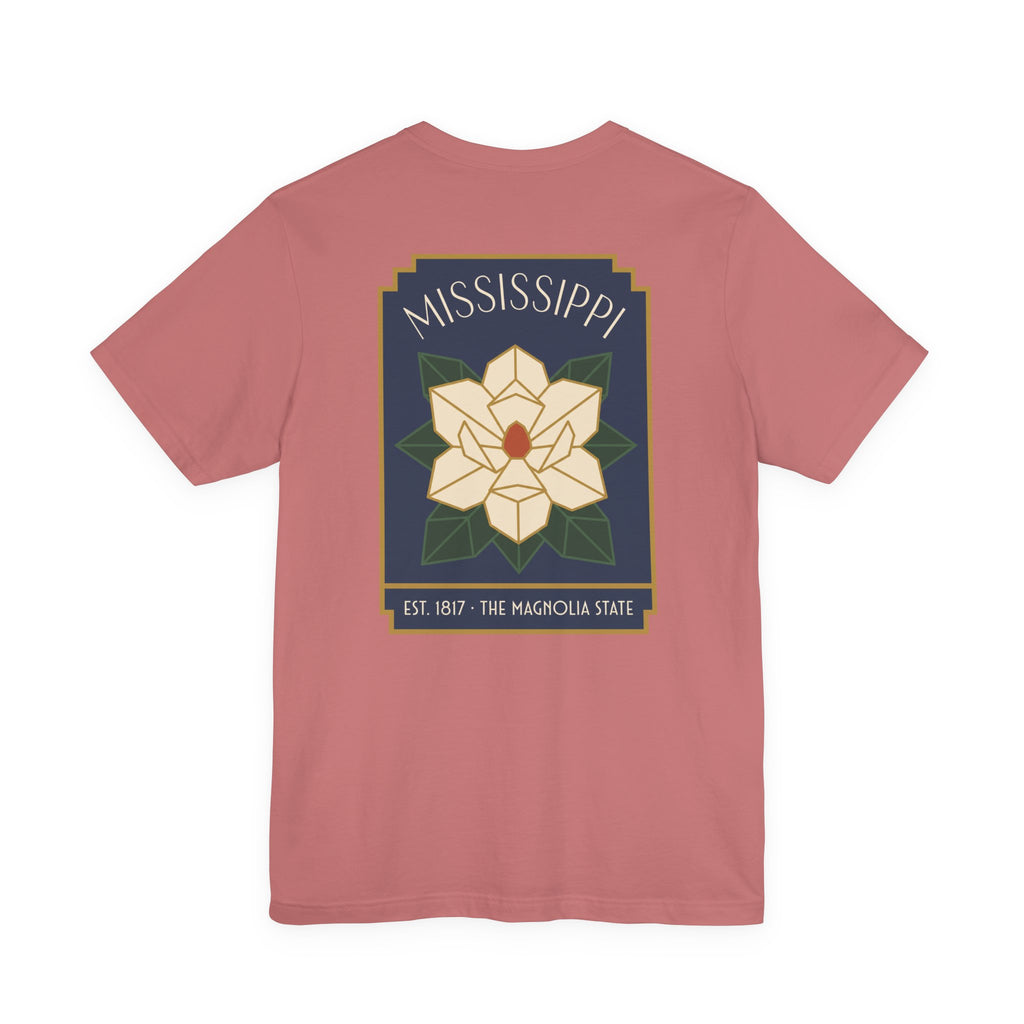 Rose T-shirt with large back magnolia state graphic print