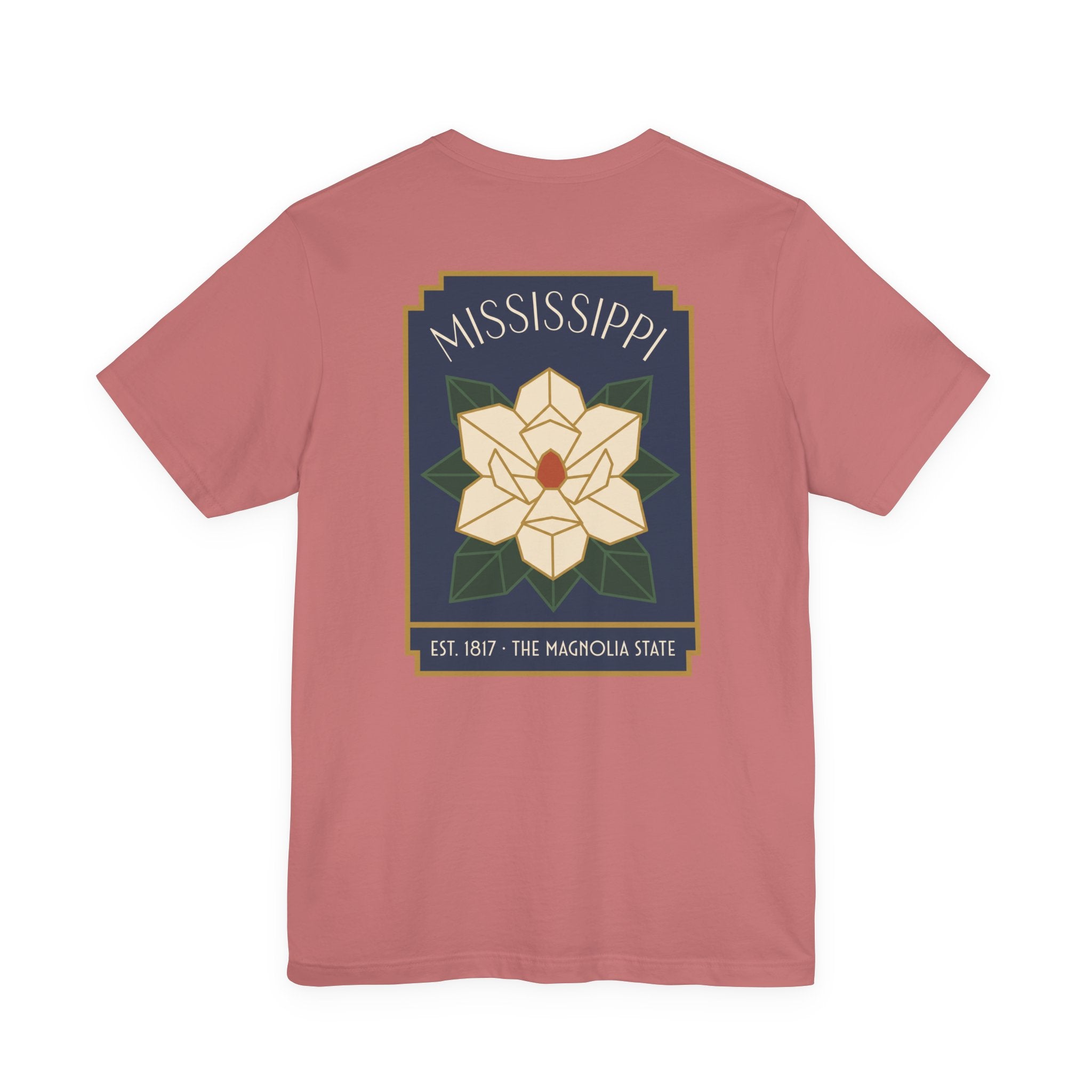 Rose T-shirt with large back magnolia state graphic print