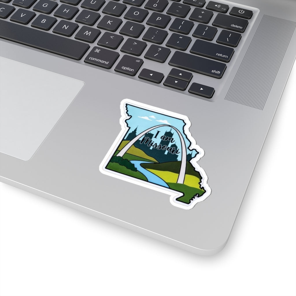 I Am Missouri sticker on laptop keyboard