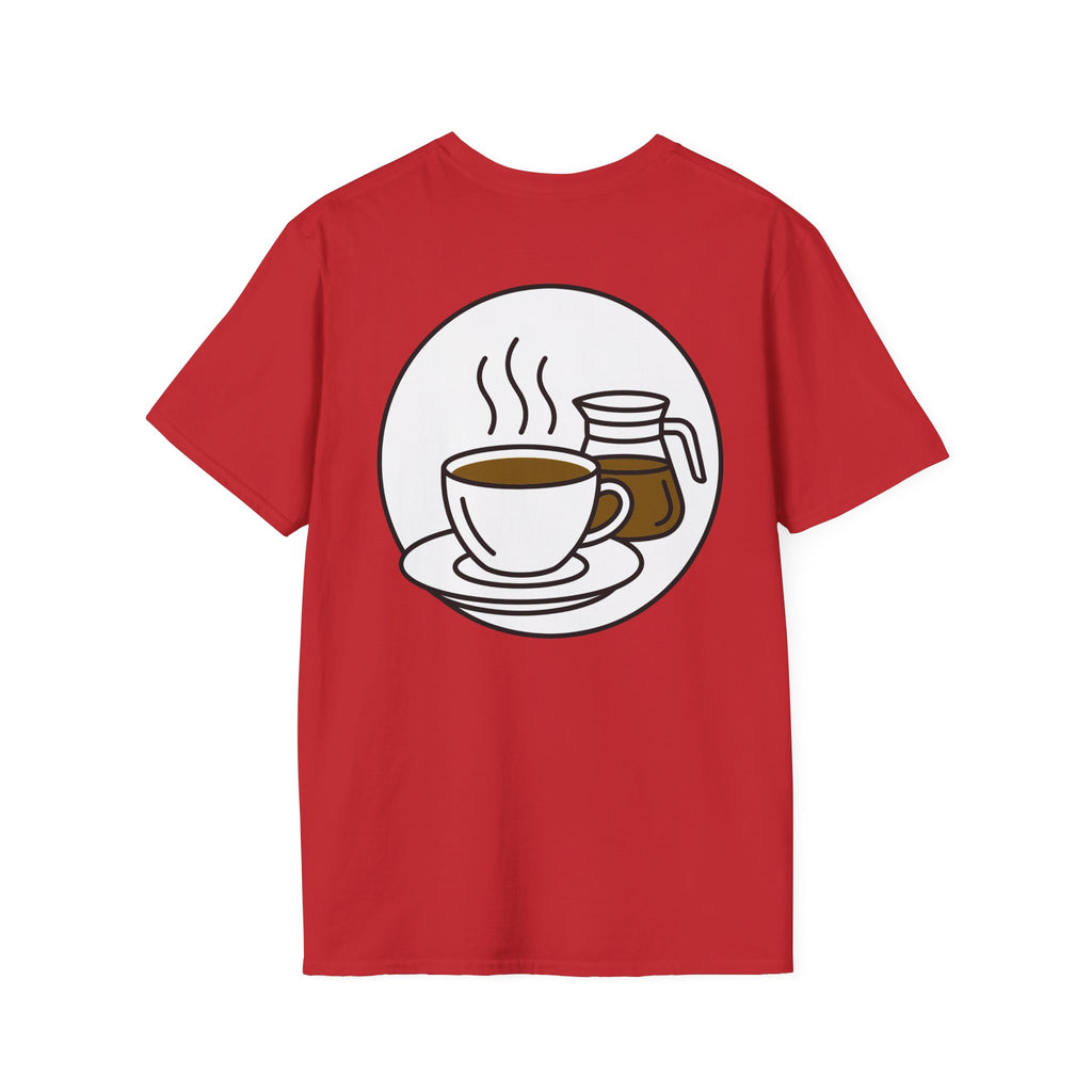 Red coffee cup and coffee pot graphic unisex T-shirt