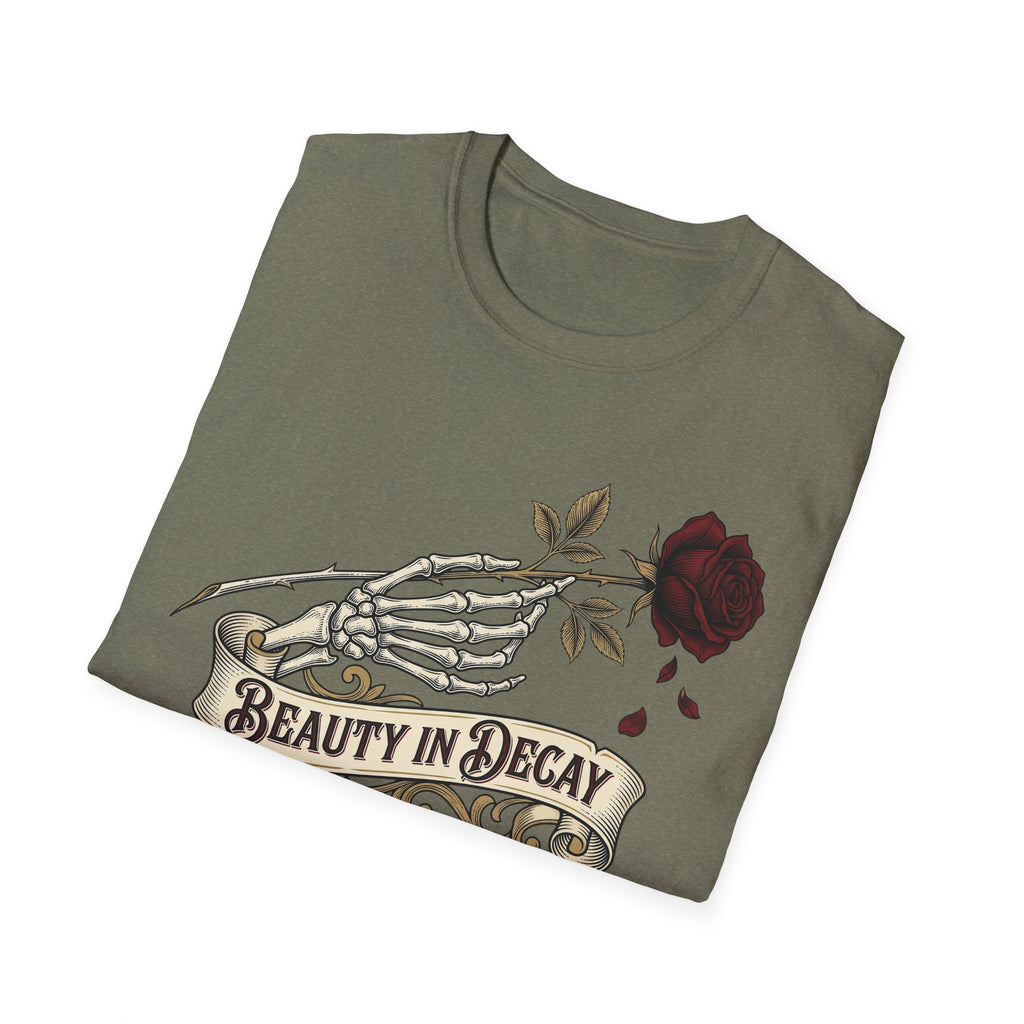 Beauty in Decay T-Shirt - Skeleton Hand & Rose Gothic Tattoo Tee