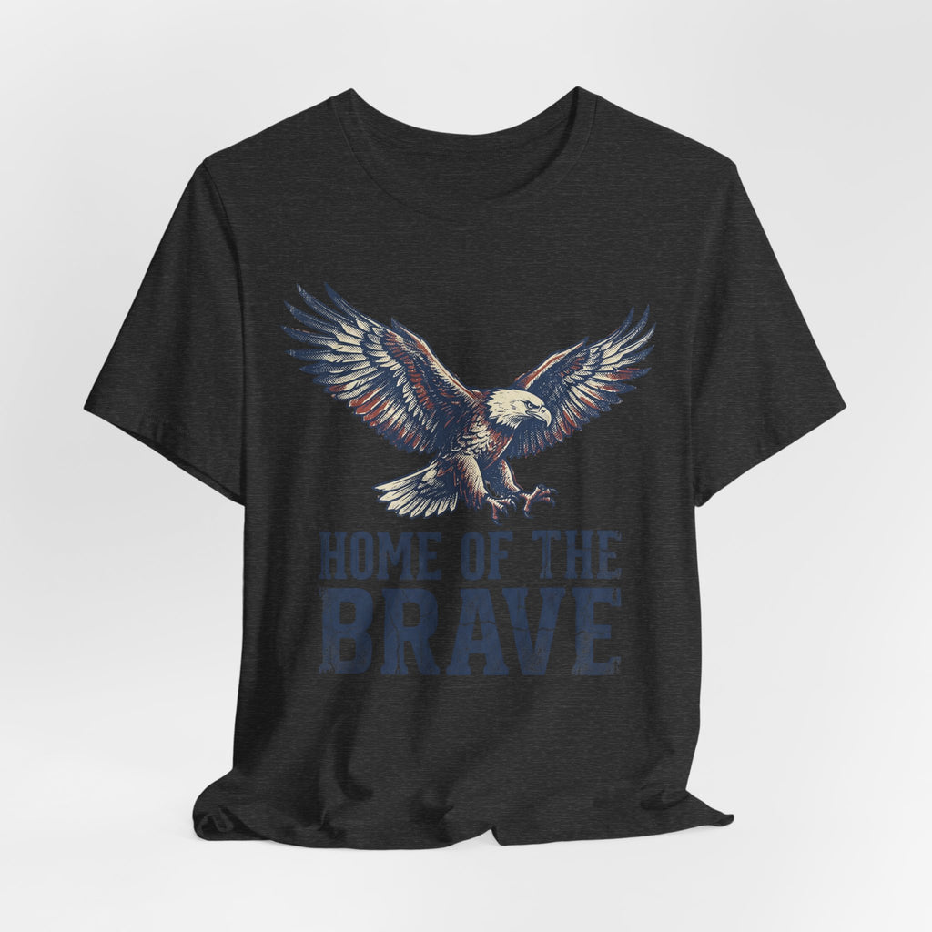 Black T-shirt with eagle graphic and "HOME OF THE BRAVE" text on front