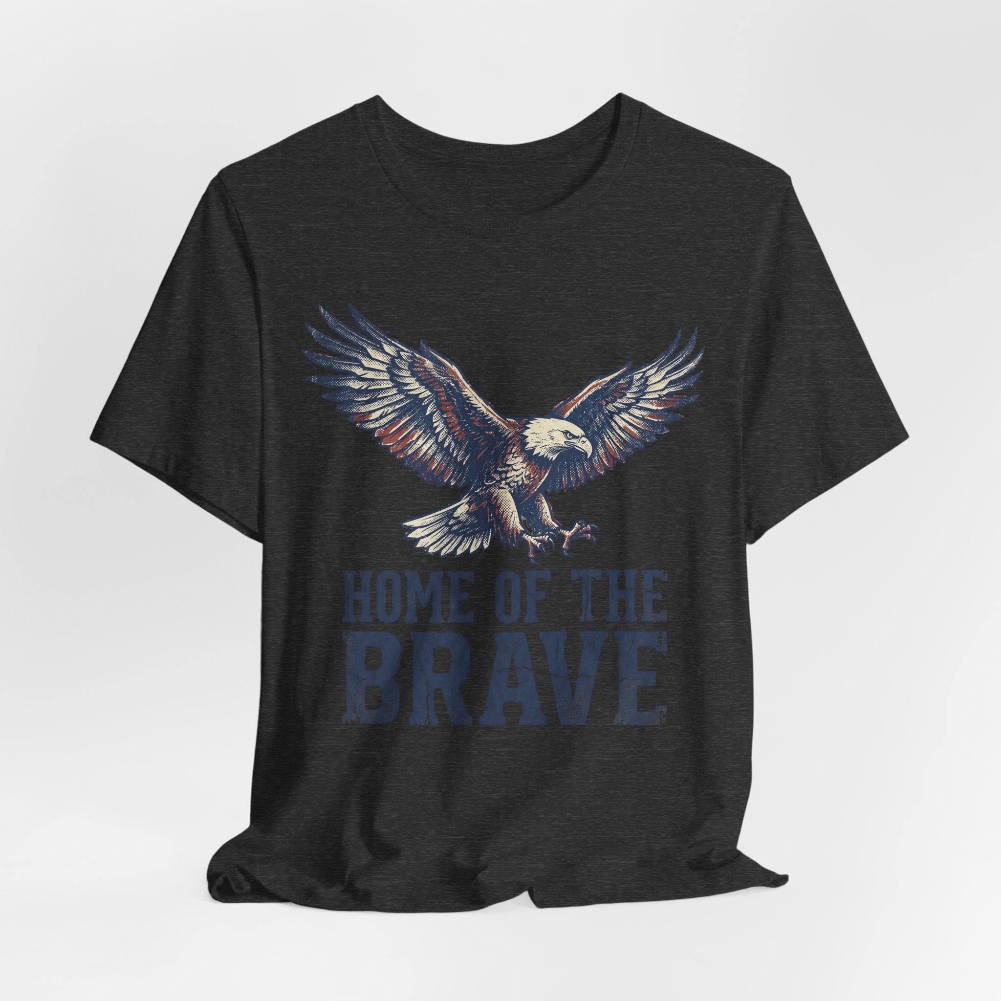 Black T-shirt with eagle graphic and "HOME OF THE BRAVE" text on front