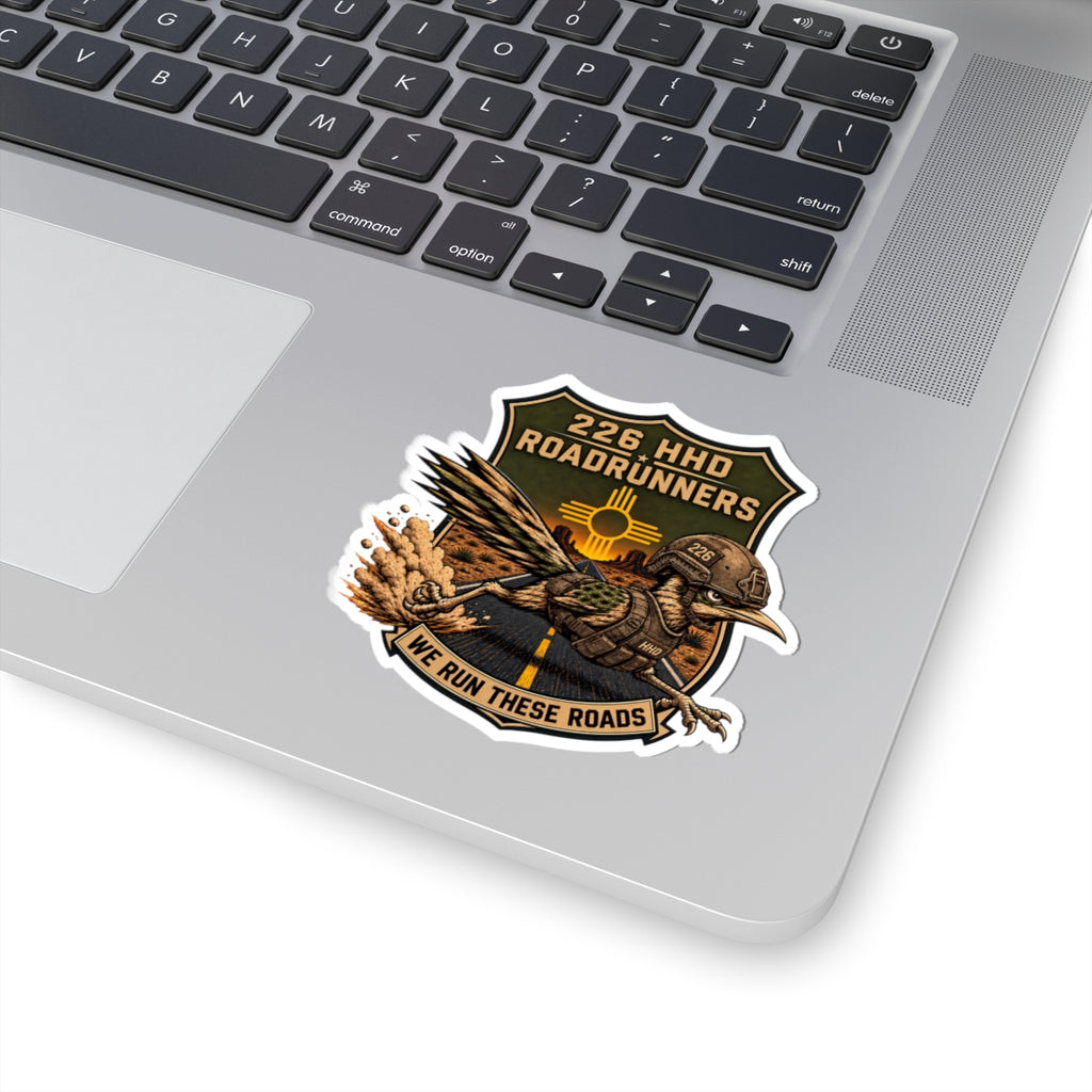 226 HHD Roadrunners Sticker — Military Unit Helmet Emblem (We Run These Roads)