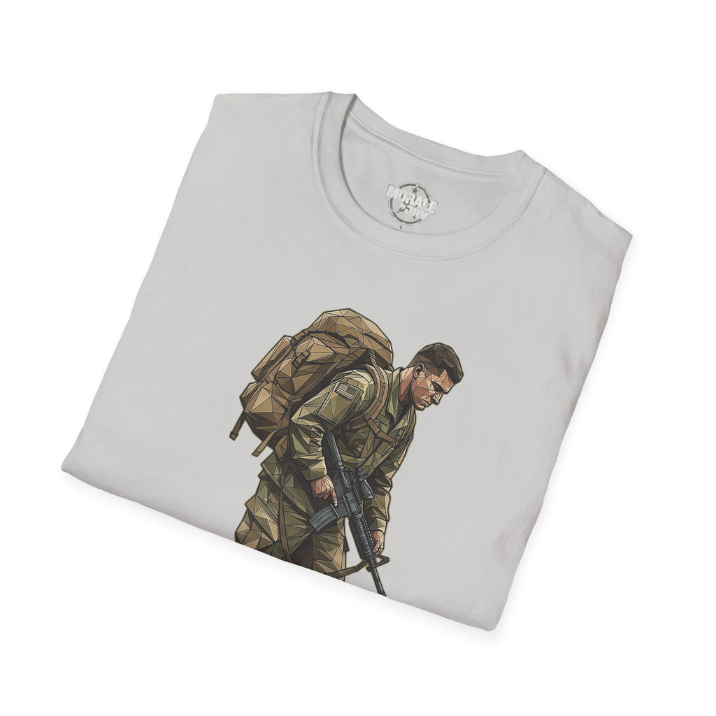 Soldier T-Shirt in Sport Grey with polygon soldier graphic and rifle on front