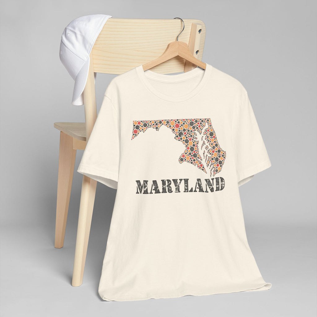 Maryland floral map graphic T-shirt in natural, crew neck, short sleeves, front print