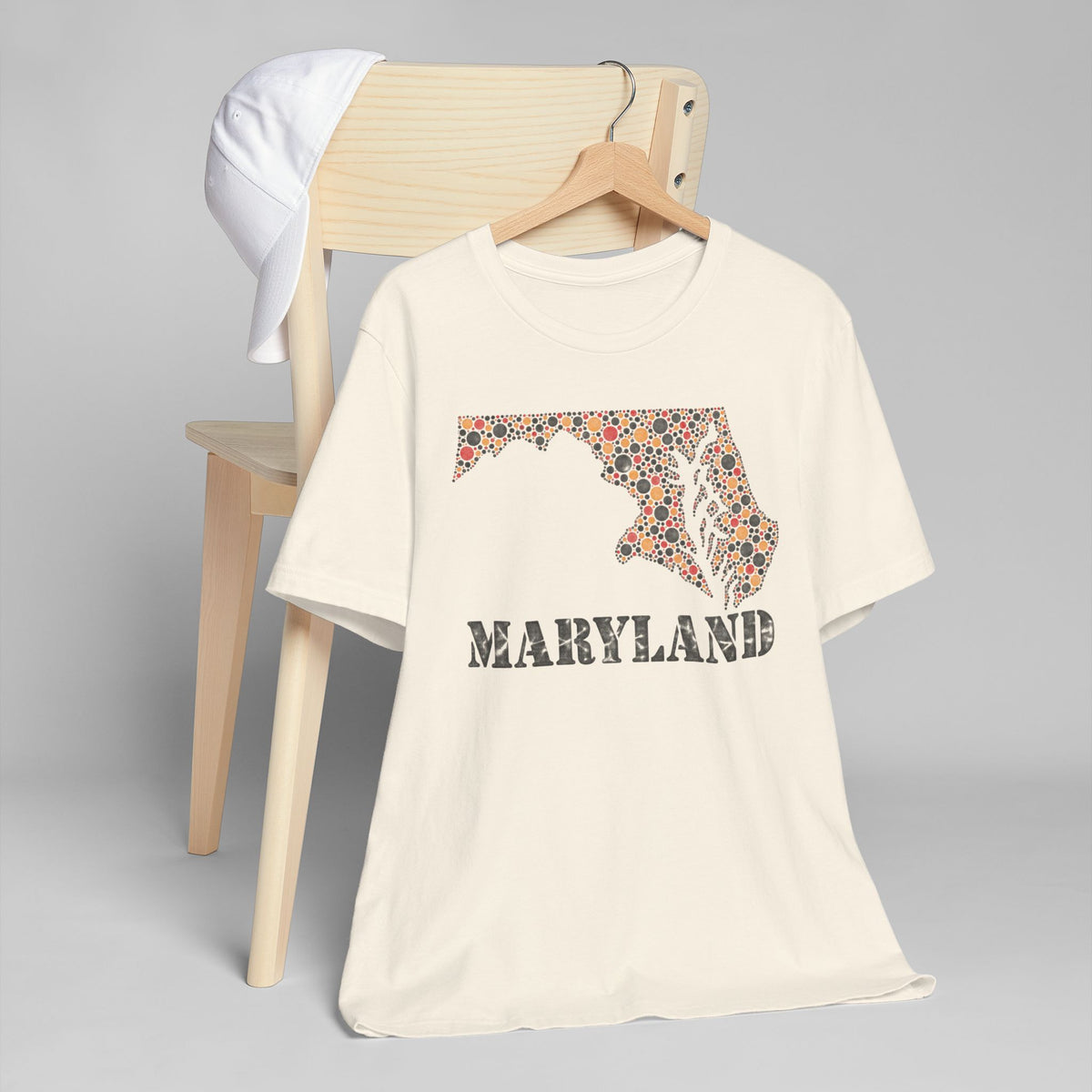 Maryland floral map graphic T-shirt in natural, crew neck, short sleeves, front print