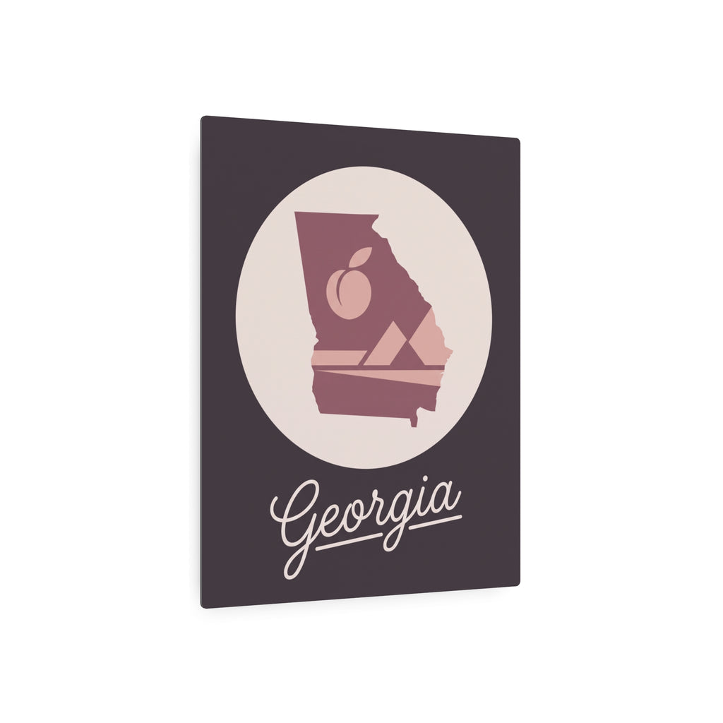 Square metal wall art sign with Georgia silhouette and cursive “Georgia” lettering