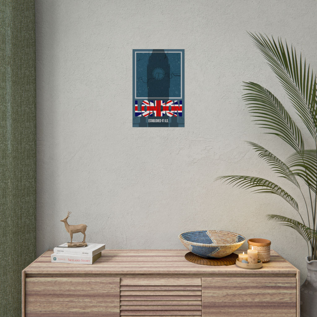 Small London Union Jack typography poster with “Established 47 A.D.”