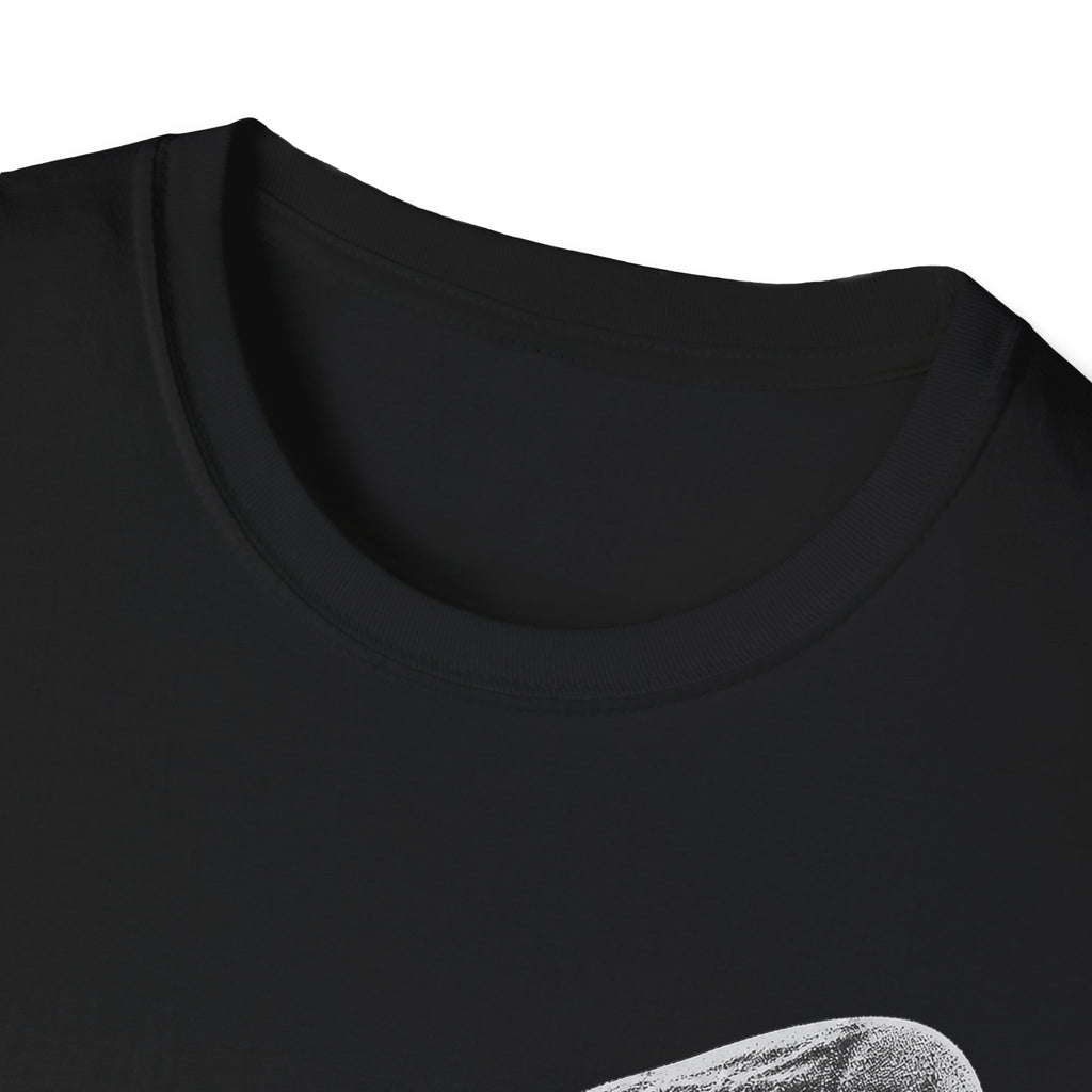 Black T-shirt crew neck close-up