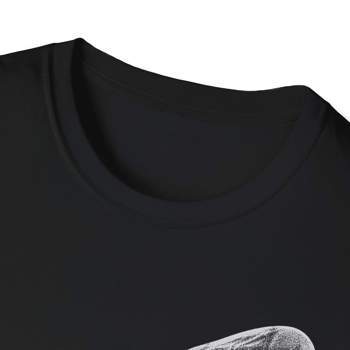 Black T-shirt crew neck close-up