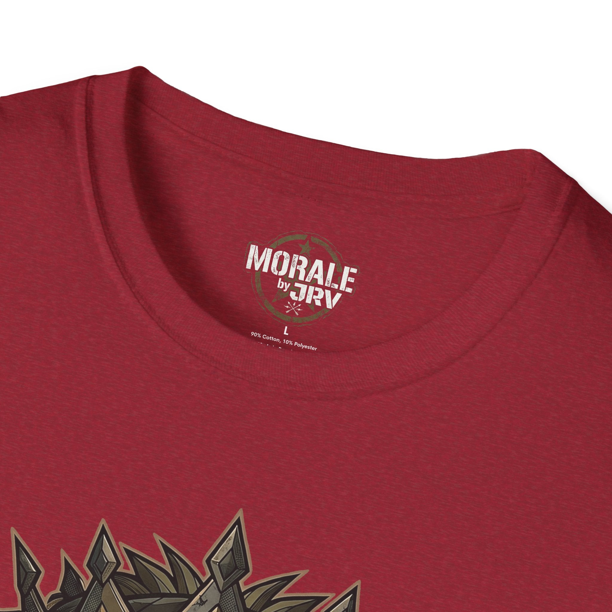 Red crewneck T-shirt neck label with small brand print