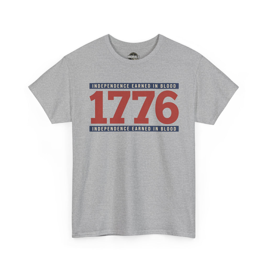 Sport grey unisex T-shirt with 1776 Independence graphic and text