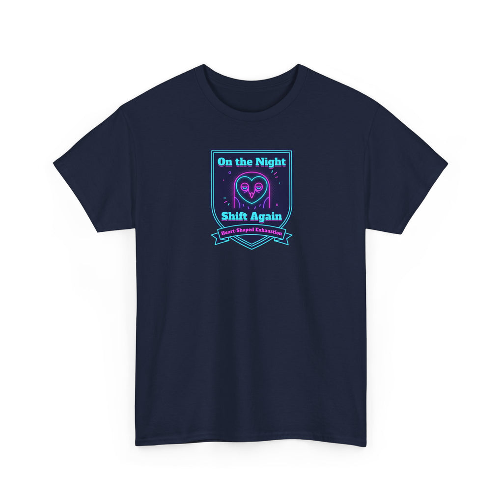 Dark navy T-shirt with crew neck and front graphic print