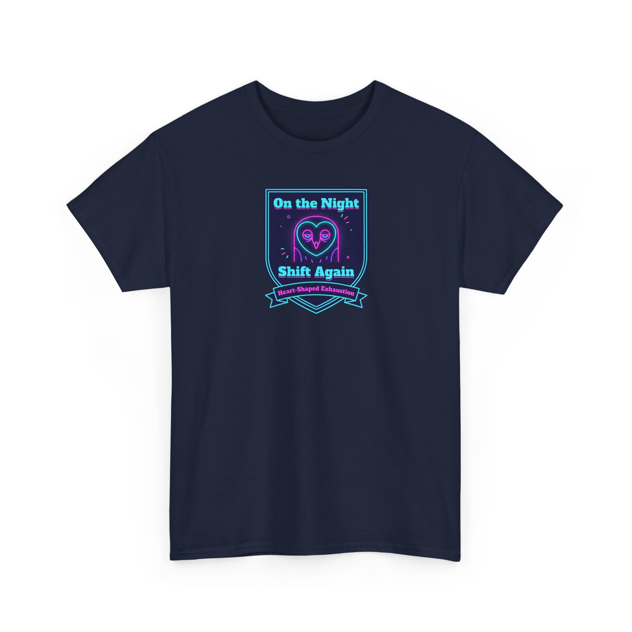 Dark navy T-shirt with crew neck and front graphic print