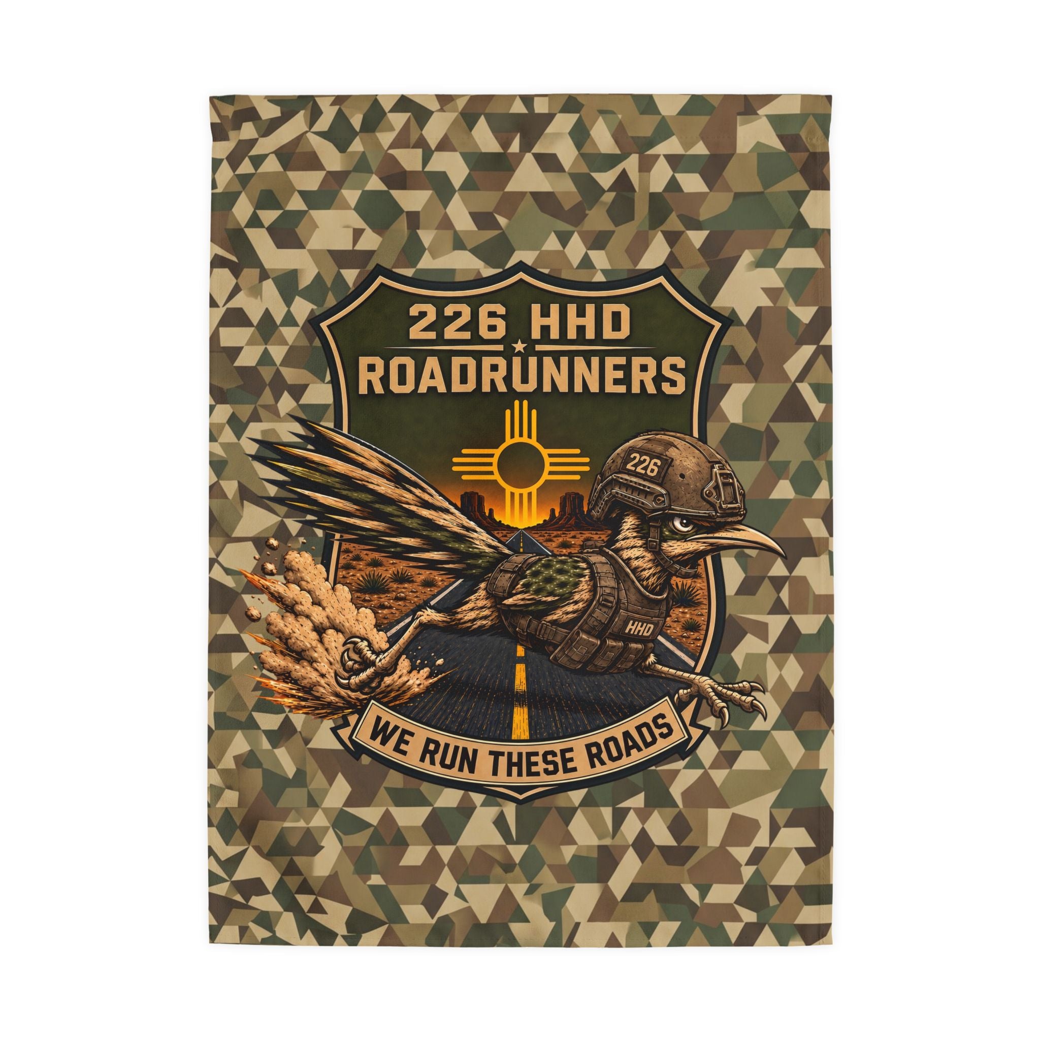 226 HHD Roadrunners Camouflage Outdoor Flag Verticle