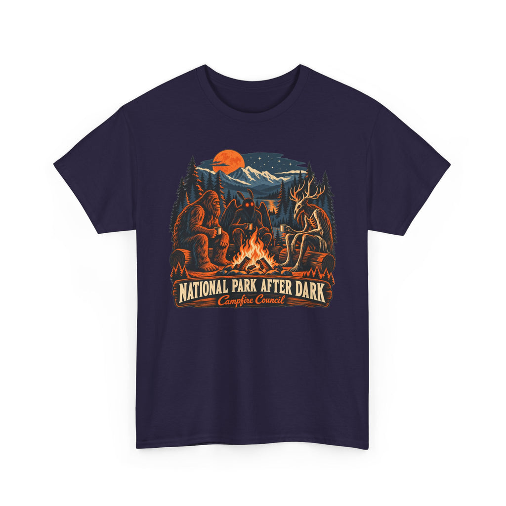 National Park After Dark Campfire Concert T-Shirt, Bear and Elk Mountain Camping Shirt for Men and Women, Hiking Gift Tee