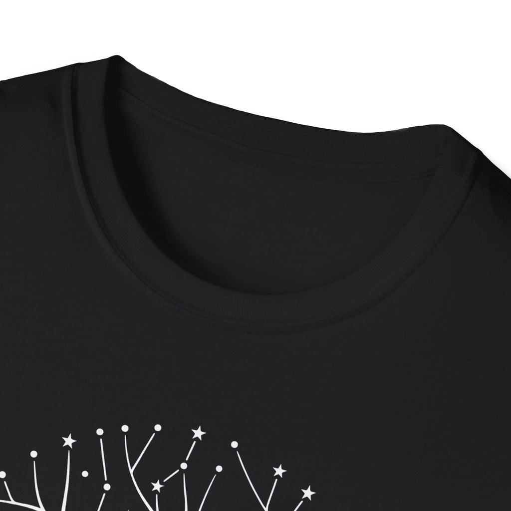 Tree of Life T-shirt, black, crew neck with partial constellation line graphic