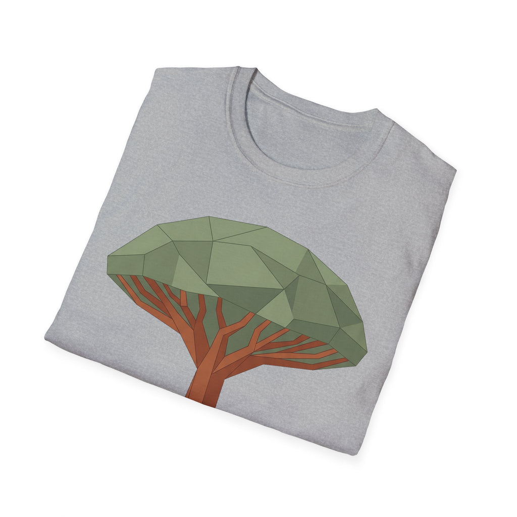 Sport Grey T-shirt with geometric dragon blood tree graphic, orange trunk