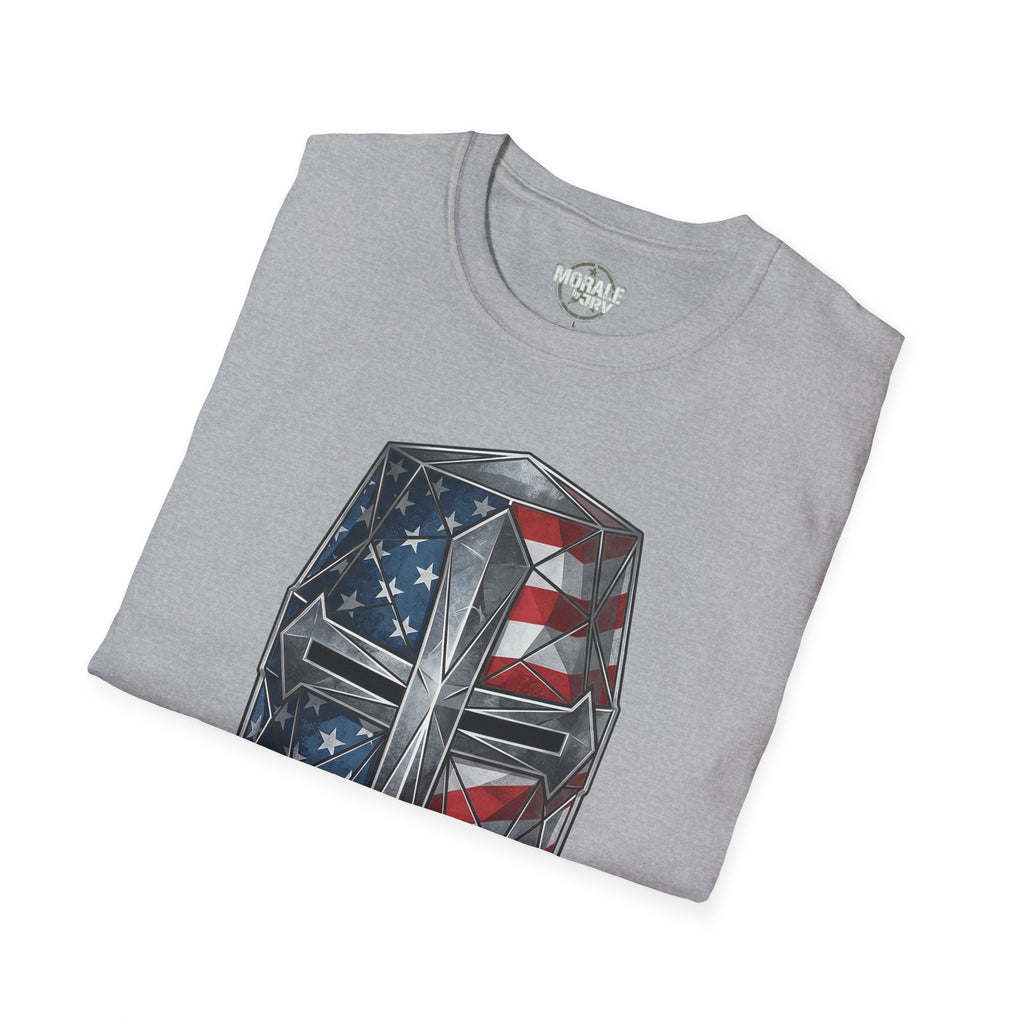 Sport Grey T-shirt with geometric American flag helmet graphic