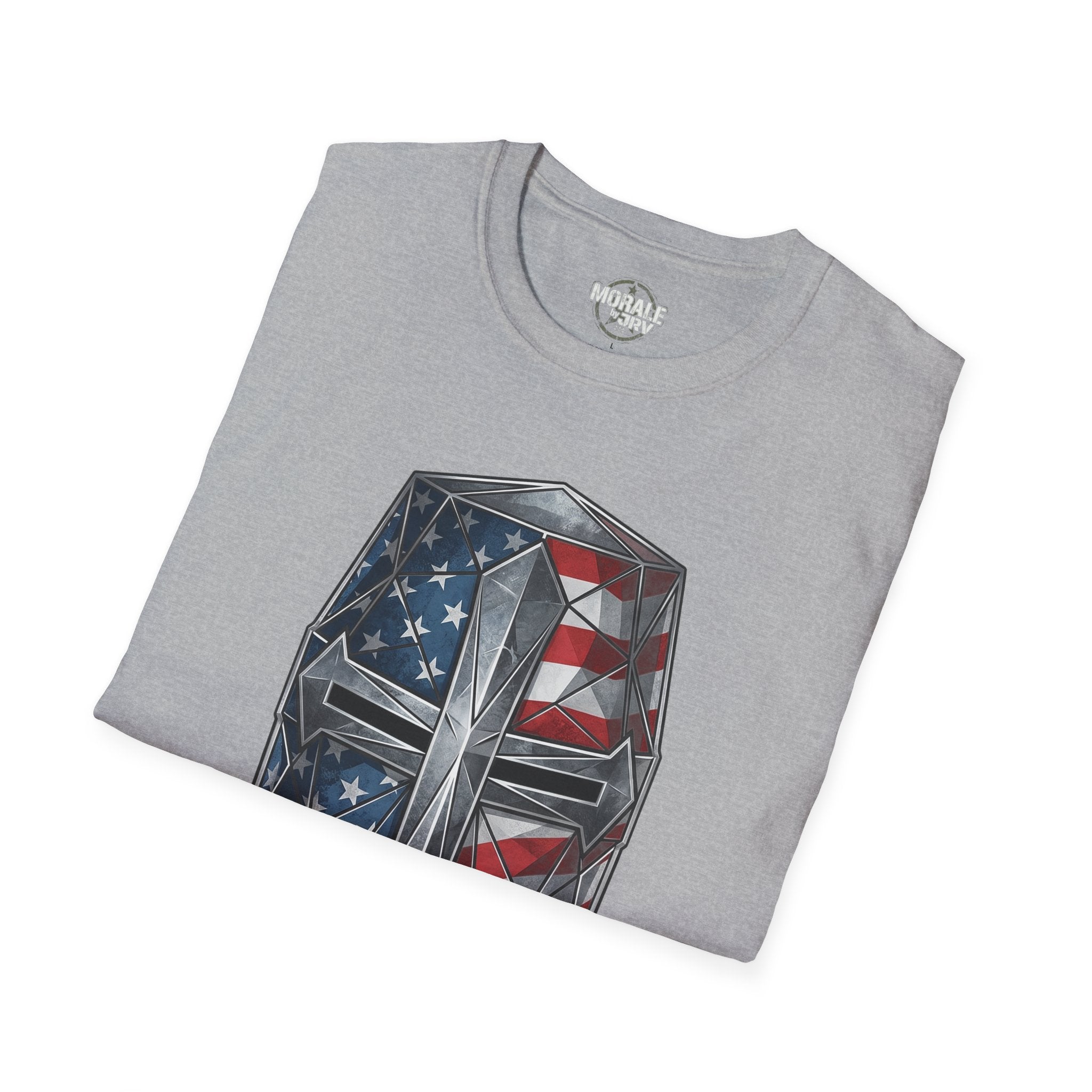 Sport Grey T-shirt with geometric American flag helmet graphic