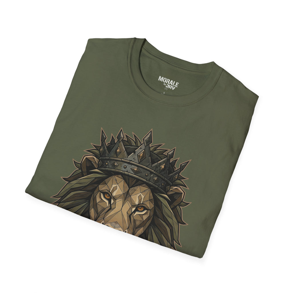 Crowned lion head graphic T-shirt in military green