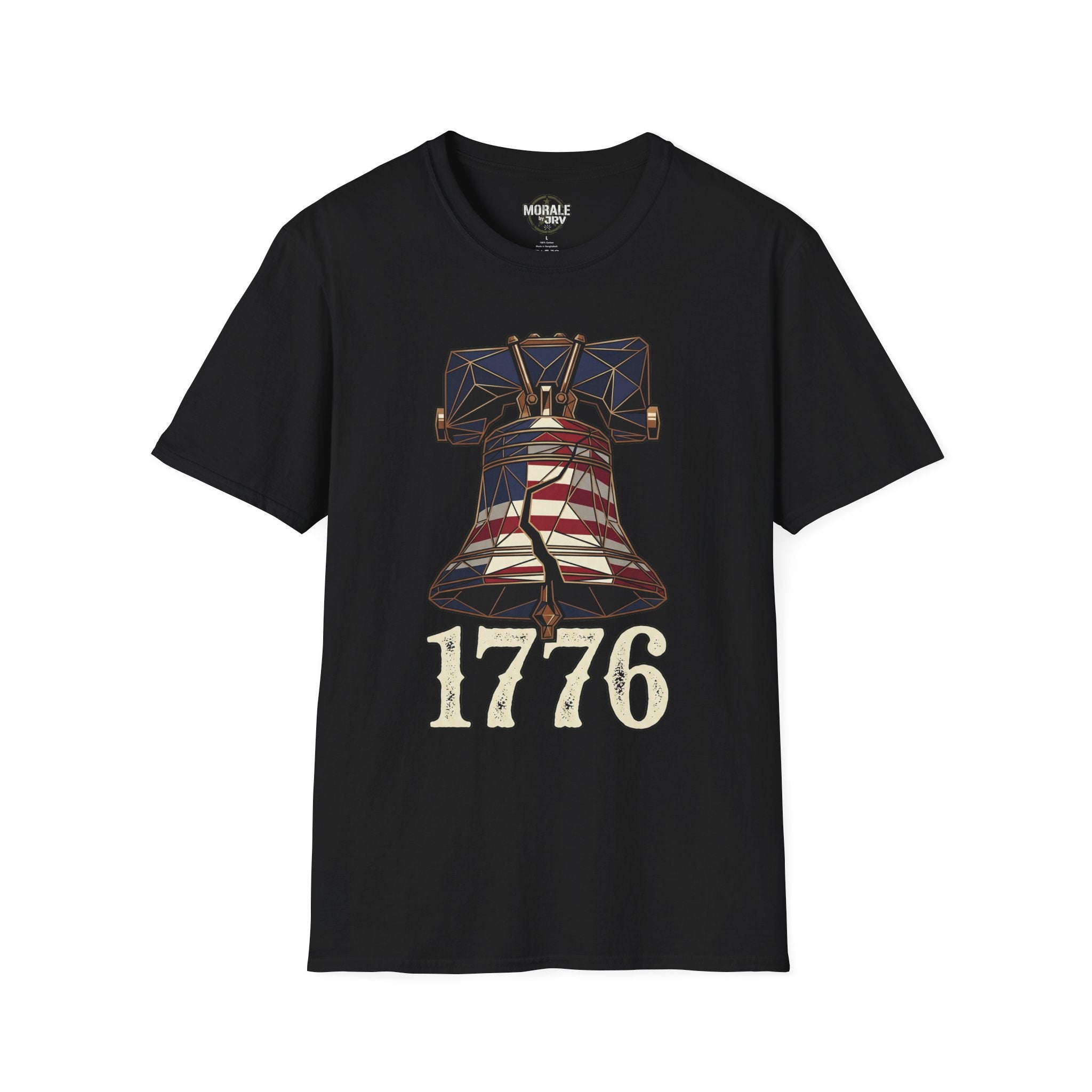 Liberty Bell 1776 T-shirt, black, patriotic bell and “1776” front print