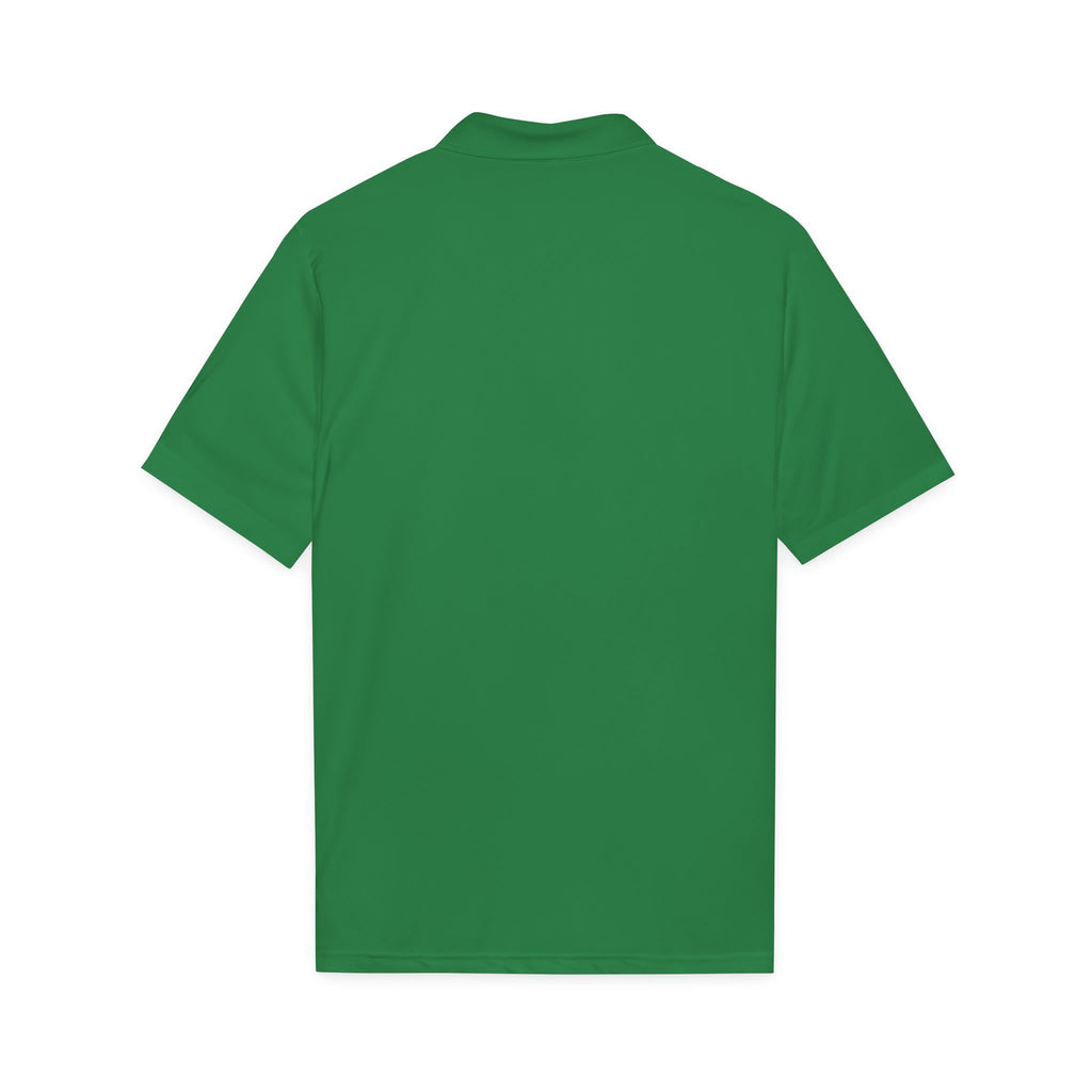 Polo shirt back, green, short sleeves and ribbed collar
