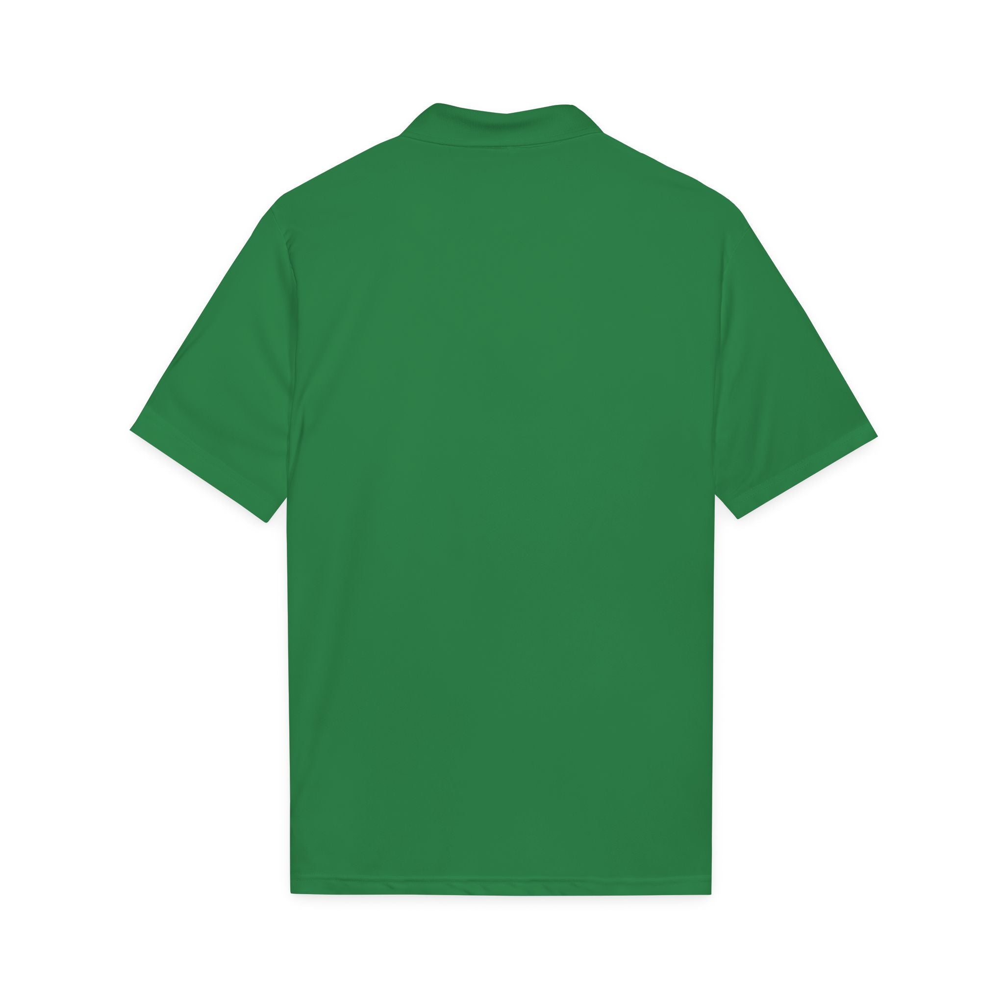 Polo shirt back, green, short sleeves and ribbed collar