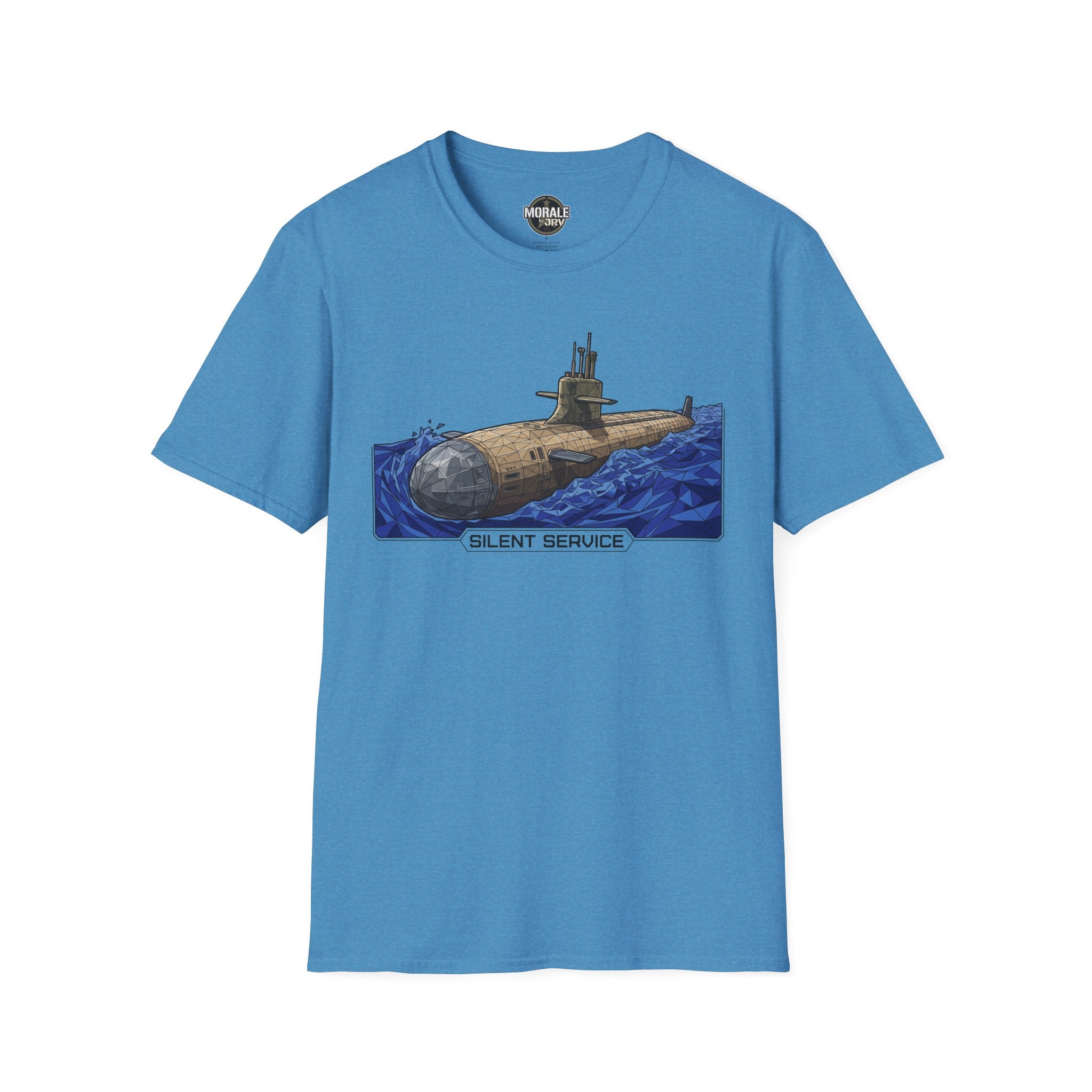 Silent Service T‑shirt in blue with submarine graphic and “SILENT SERVICE”