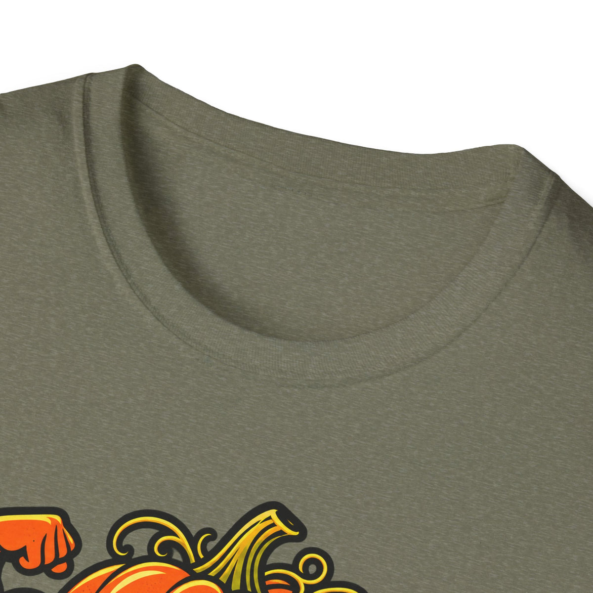 Military green T-shirt crew neck and collar seam
