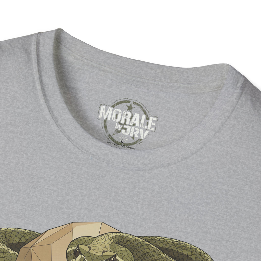 Snake skull T-shirt, sport grey collar label detail