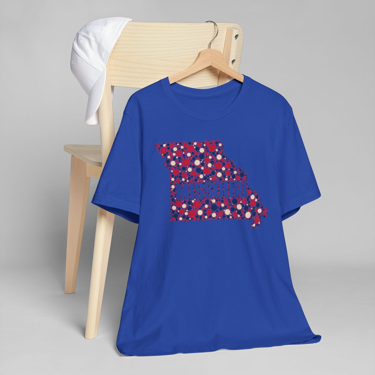 Missouri State Floral Map T-Shirt | Red White and Blue Missouri Outline Graphic Tee