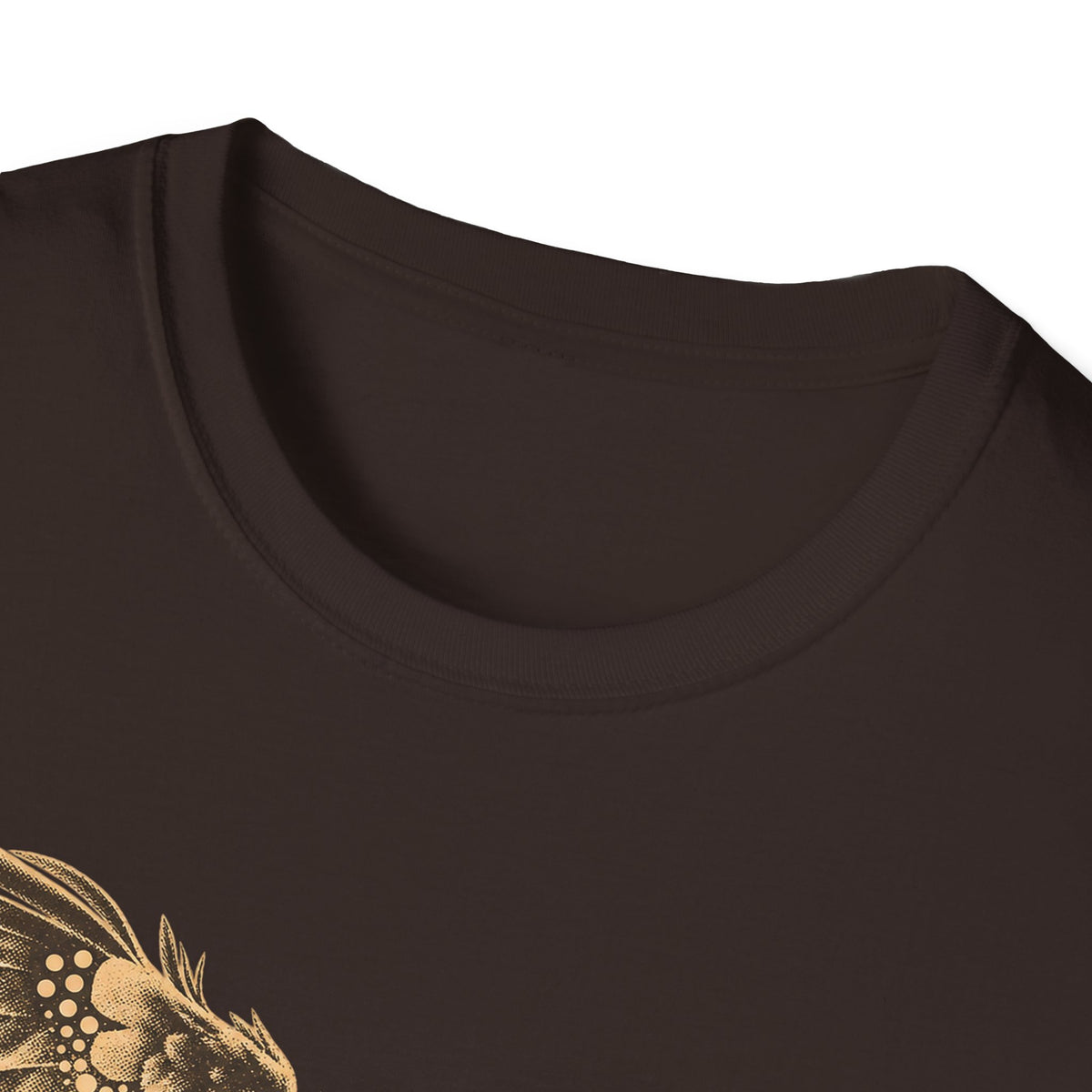 Eagle wildlife graphic T-shirt, dark brown/black crew neck close-up