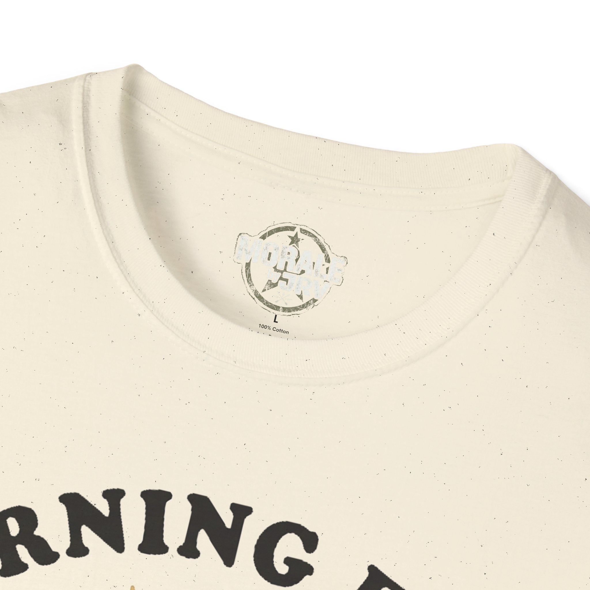Natural T-shirt neck logo with small chest print detail
