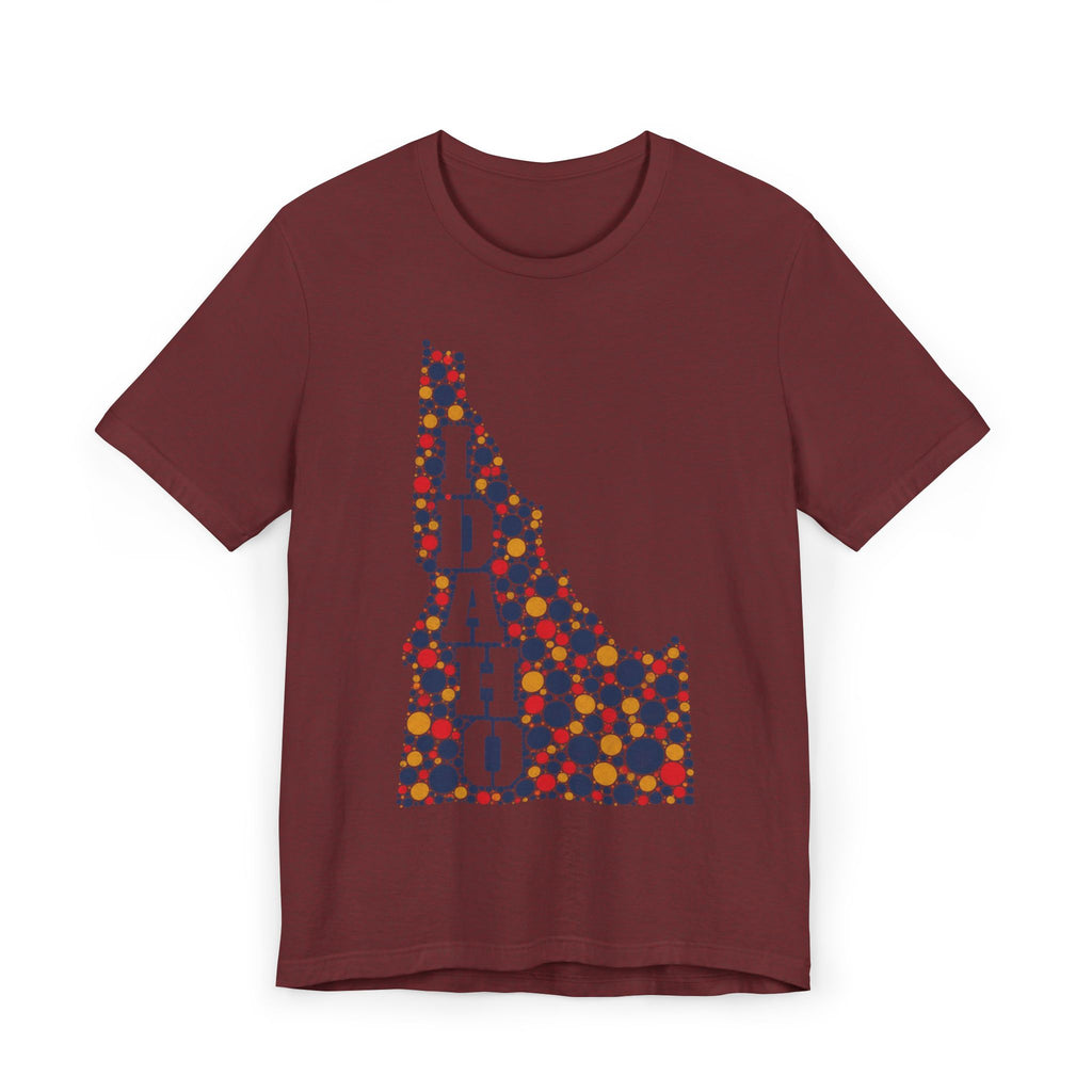 Idaho Polka Dot State Outline T-Shirt | Colorful Idaho Map Graphic Tee