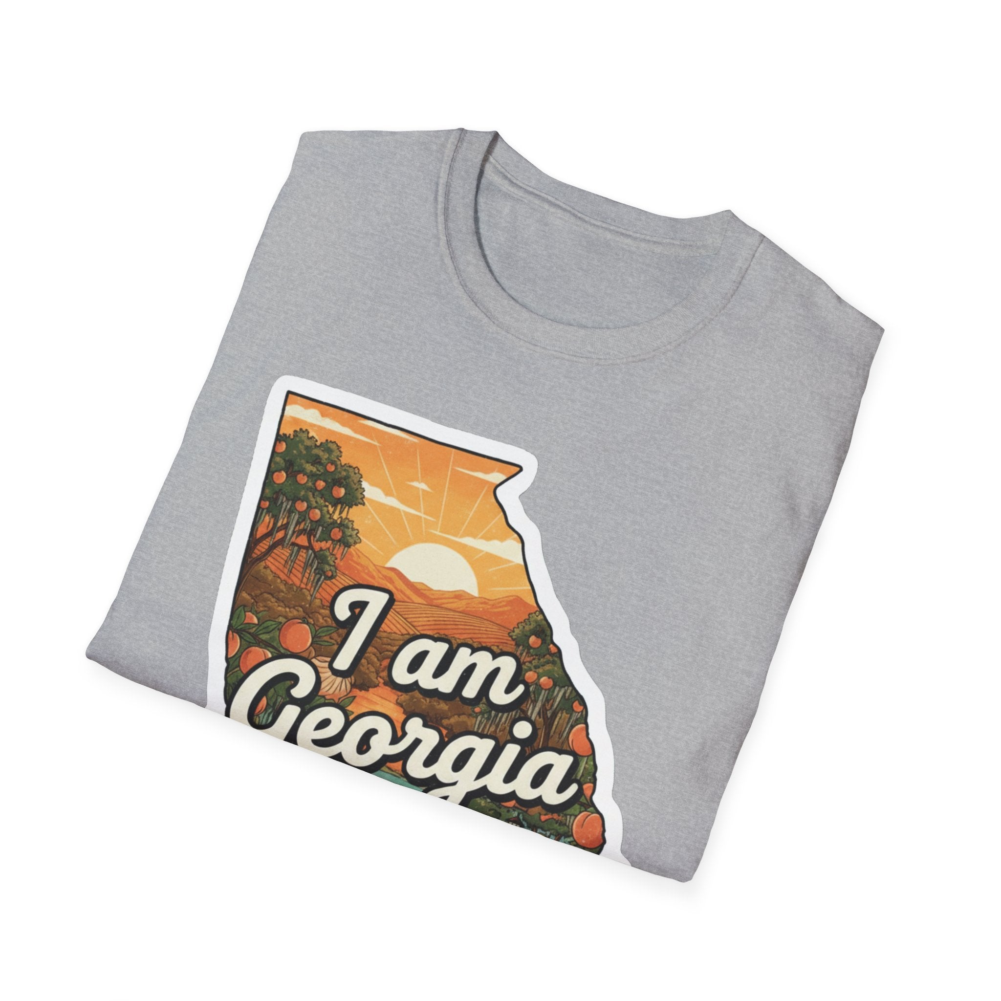 Heather green T-shirt with Georgia outline and “I am Georgia” front graphic