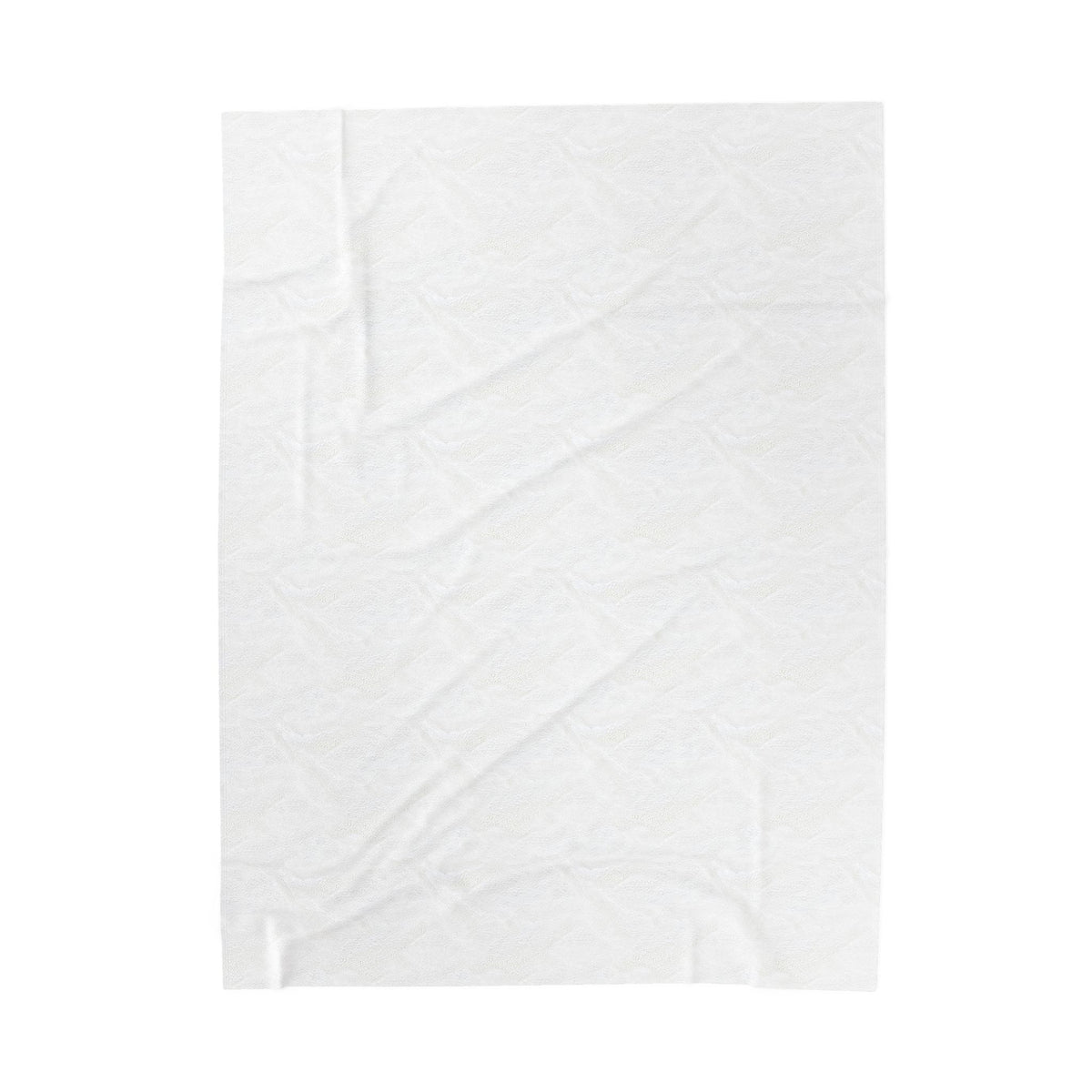 Solid white velveteen plush blanket with soft, crinkled texture
