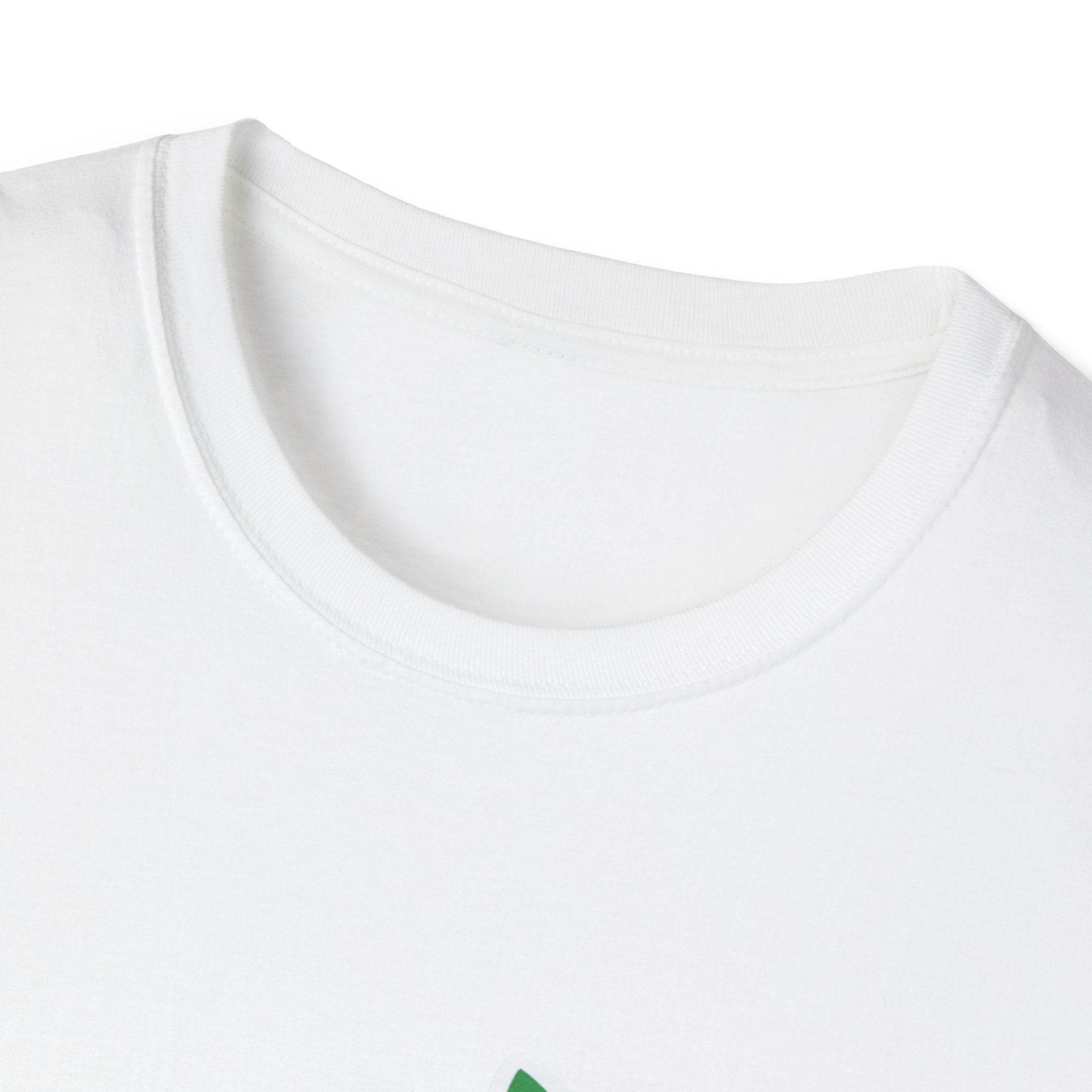 White I Am Virginia T-Shirt collar close-up with ribbed crewneck