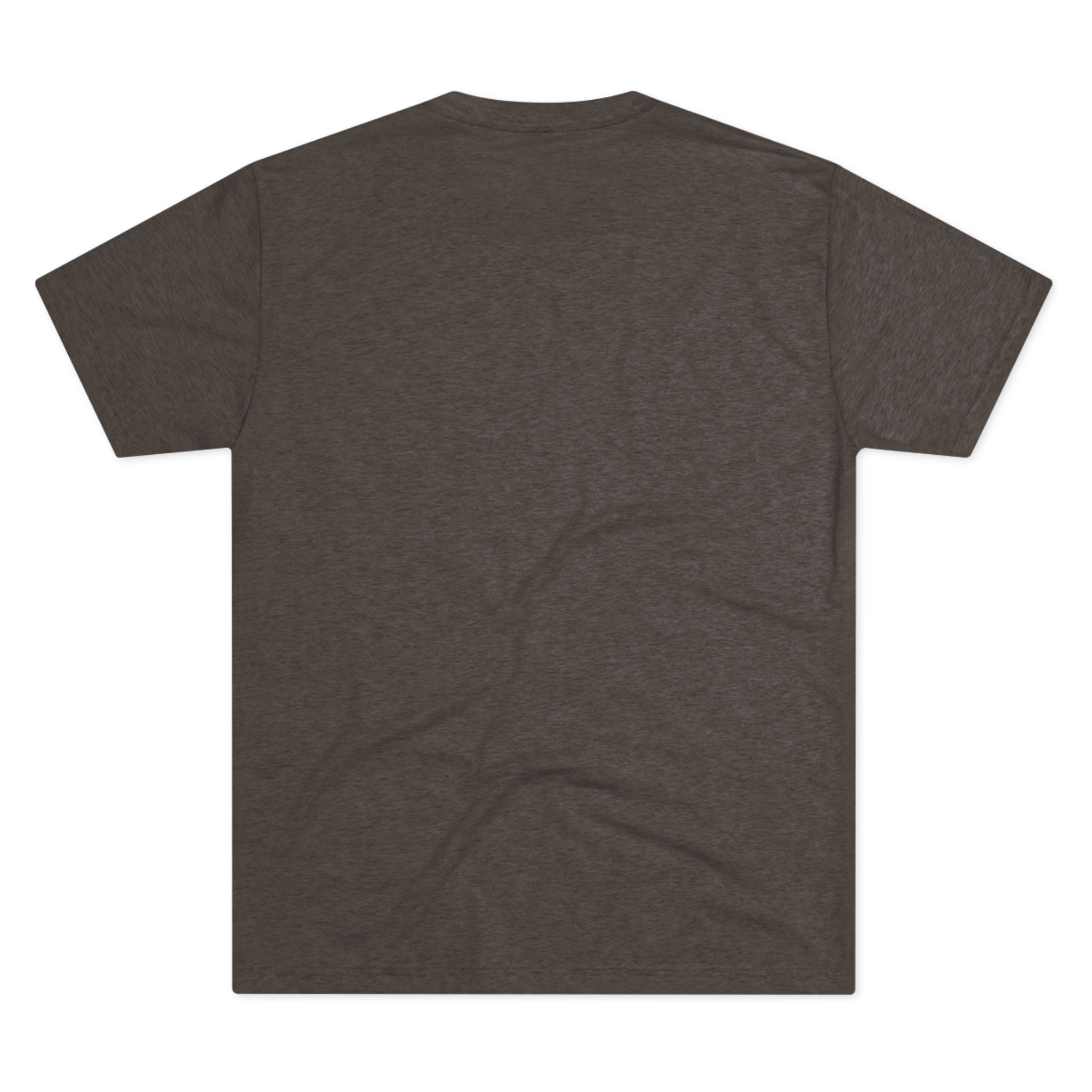 Dark brown heather T-shirt back view, plain